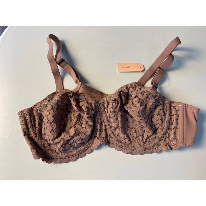 The Unbranded Brand Dobreva Flower Lace Rose Brown Bra Size 38A