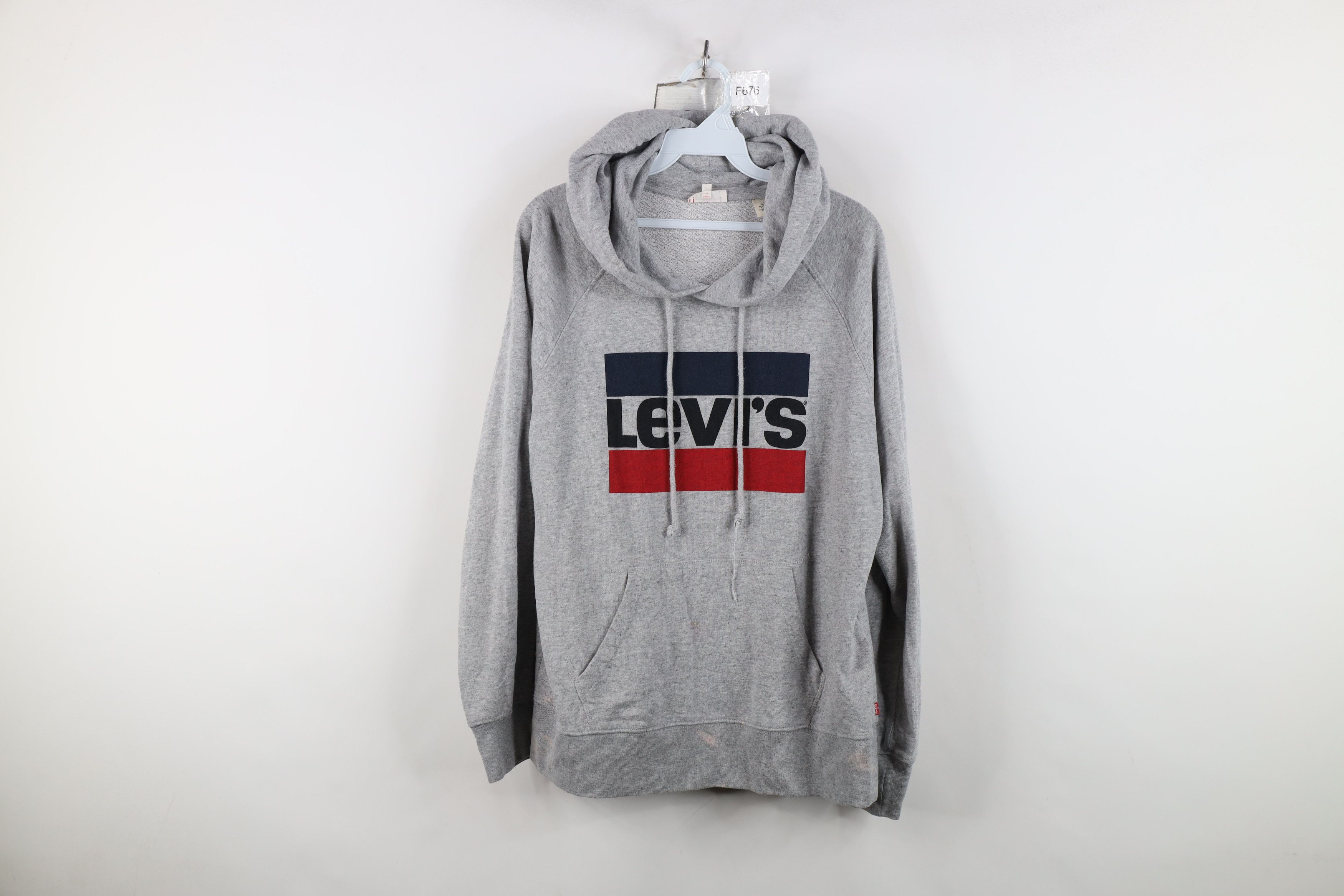 Levi's Y2K Levis Spell Out Box Logo Hoodie Sweatshirt Gray Size US M / EU 48-50 / 2 - 1 Thumbnail