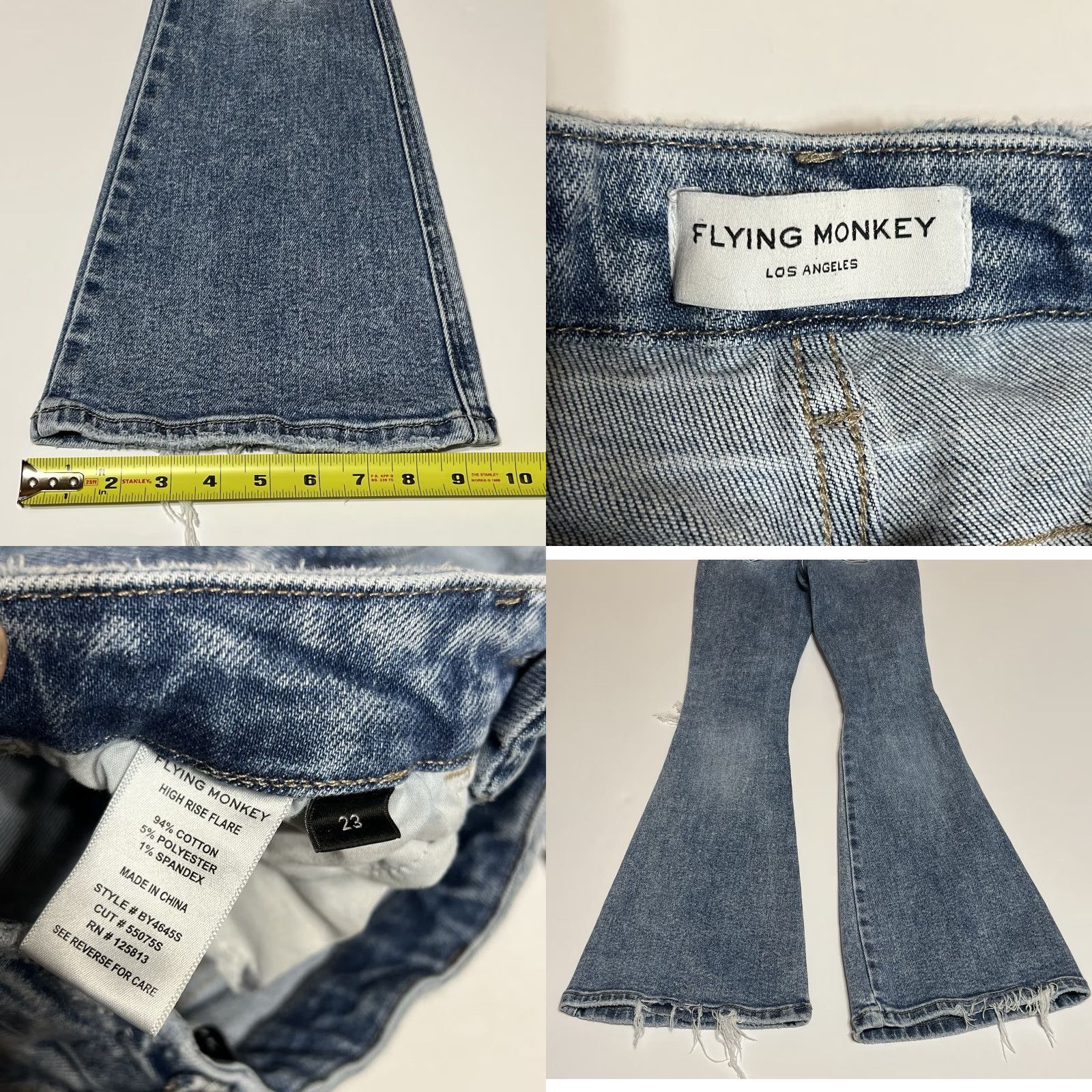 Vintage Flying Monkey High Rise Flare Jeans Distressed Women’s Size 23x28 Blue Stretch Jeans Size 40" / US 18 - 8 Thumbnail