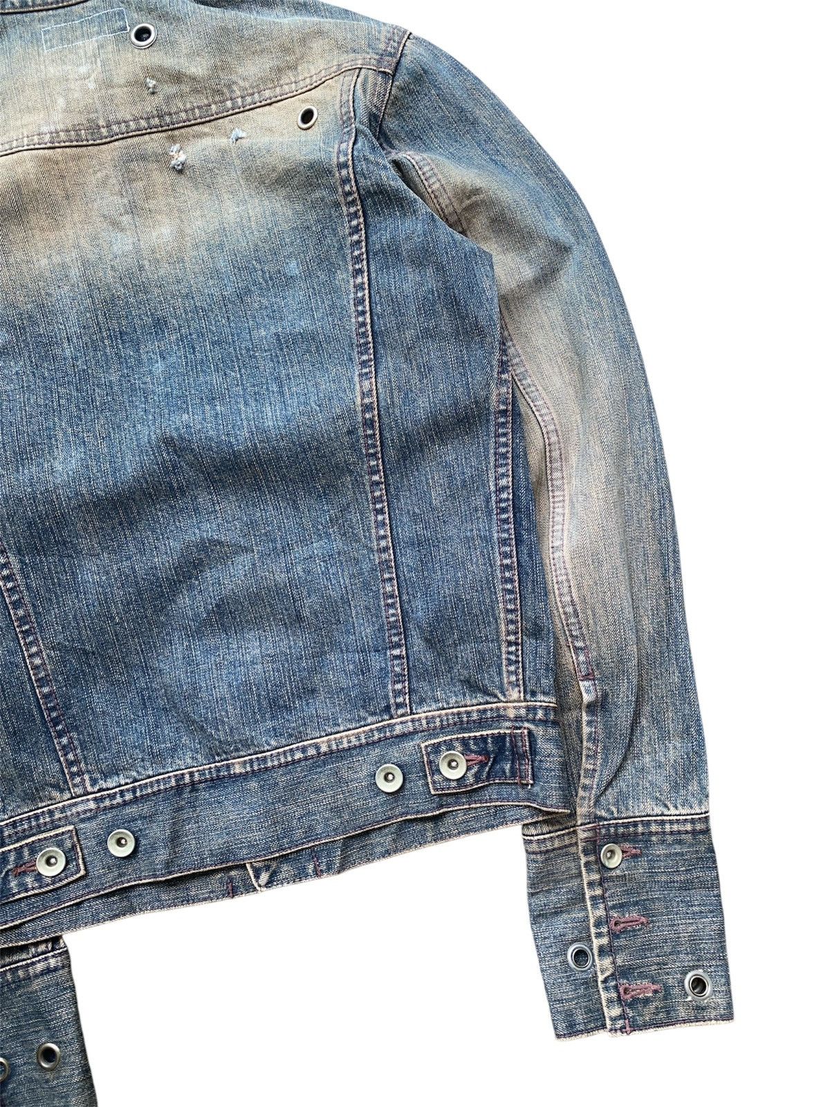 If Six Was Nine × Japanese Brand × Le Grande Bleu (L.G.B.) 2000s Led Rechwe Mud Wash Pierced Denim Jacket Size US S / EU 44-46 / 1 - 4 Thumbnail