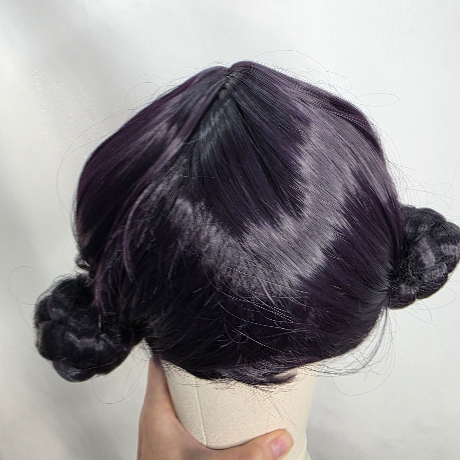 Other Short Black Purple Cosplay Wig with 2 Buns for Women Size ONE SIZE - 6 Thumbnail