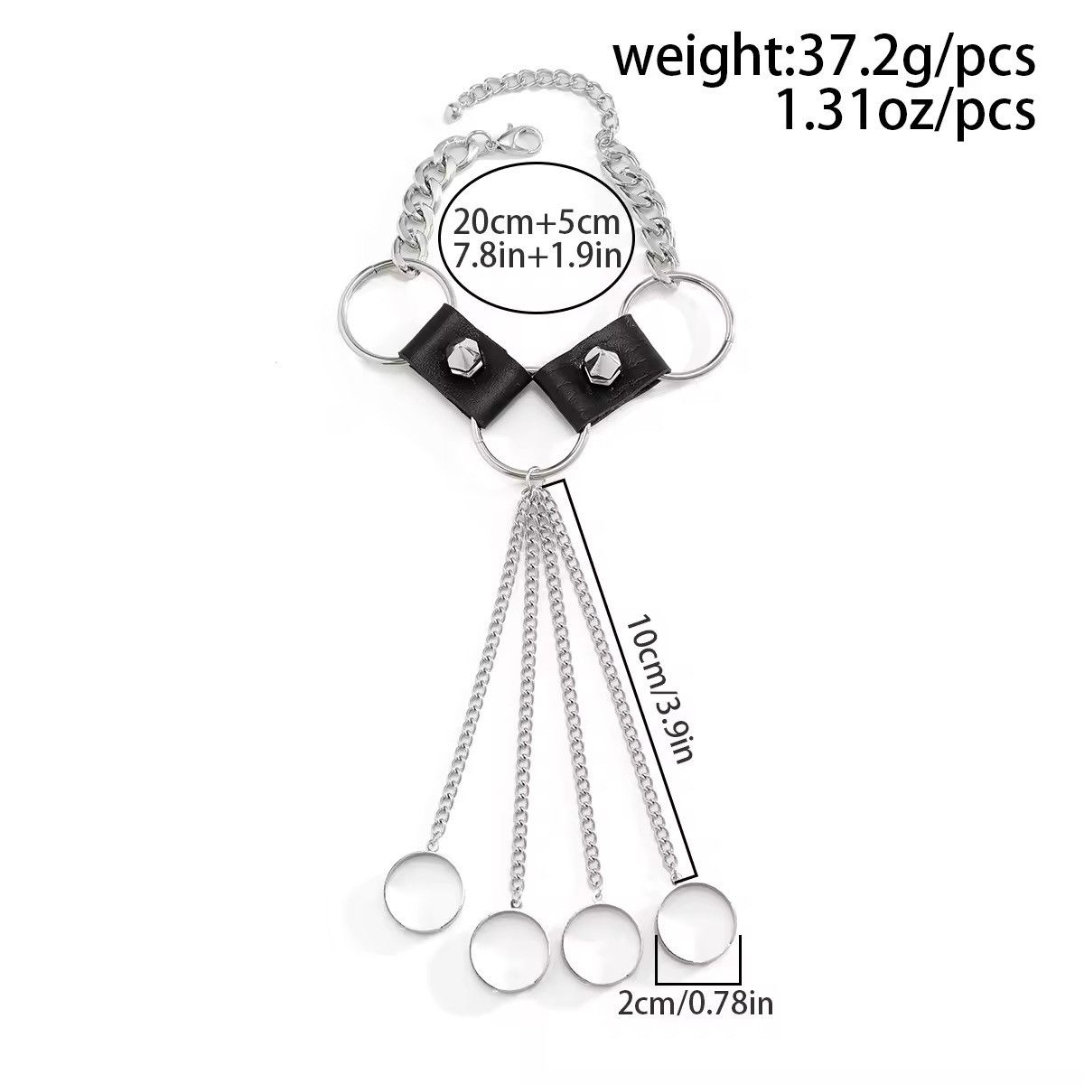 Jewelry Multi Gothic Rivet Black PU Leather Link Chain Size ONE SIZE - 4 Thumbnail