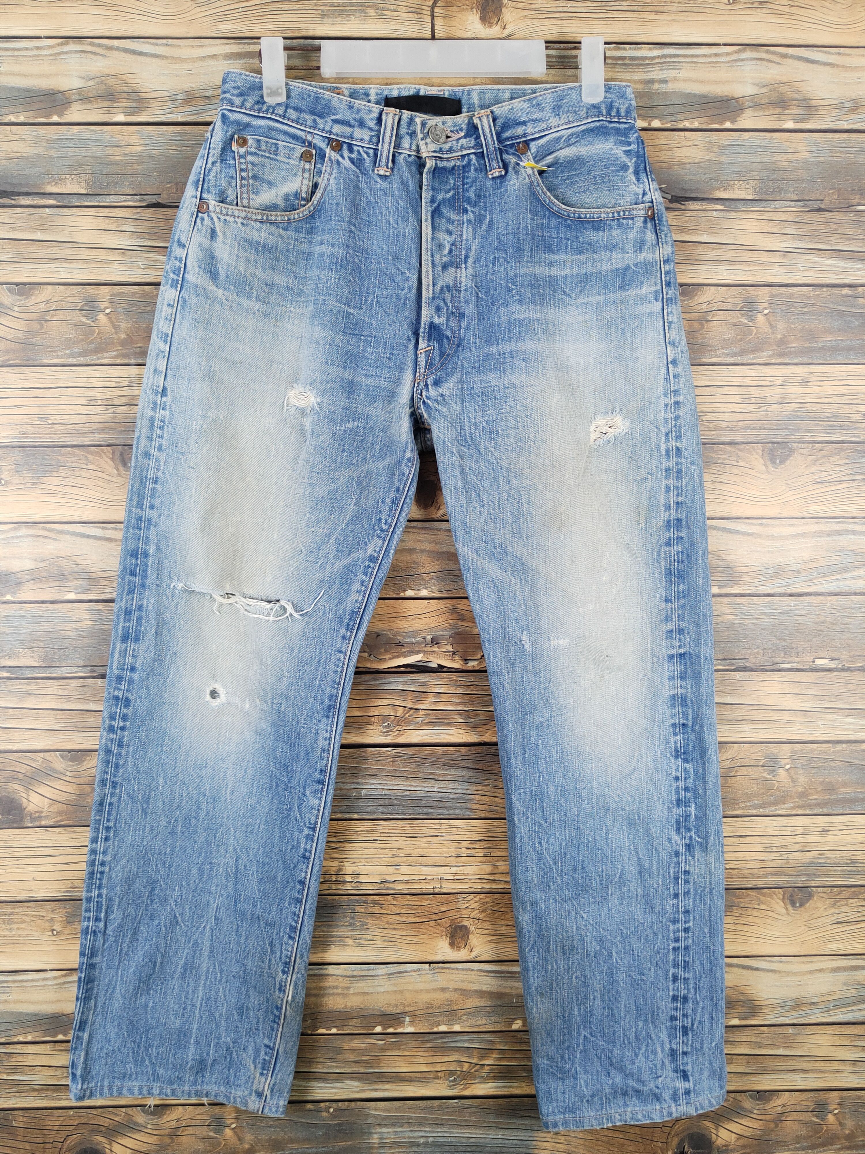 Edwin Edwin Blue Distressed Ripped Jeans #W1035 Size US 30 / EU 46 - 1 Thumbnail