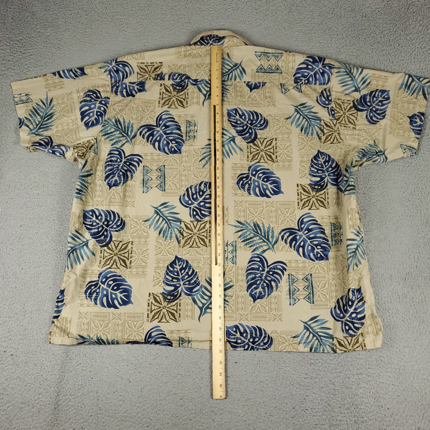 Vintage Eddie D Shirt Mens Size 3XB Beige Blue Camp Collar Hawaiian Button Up Size US XXL / EU 58 / 5 - 4 Thumbnail