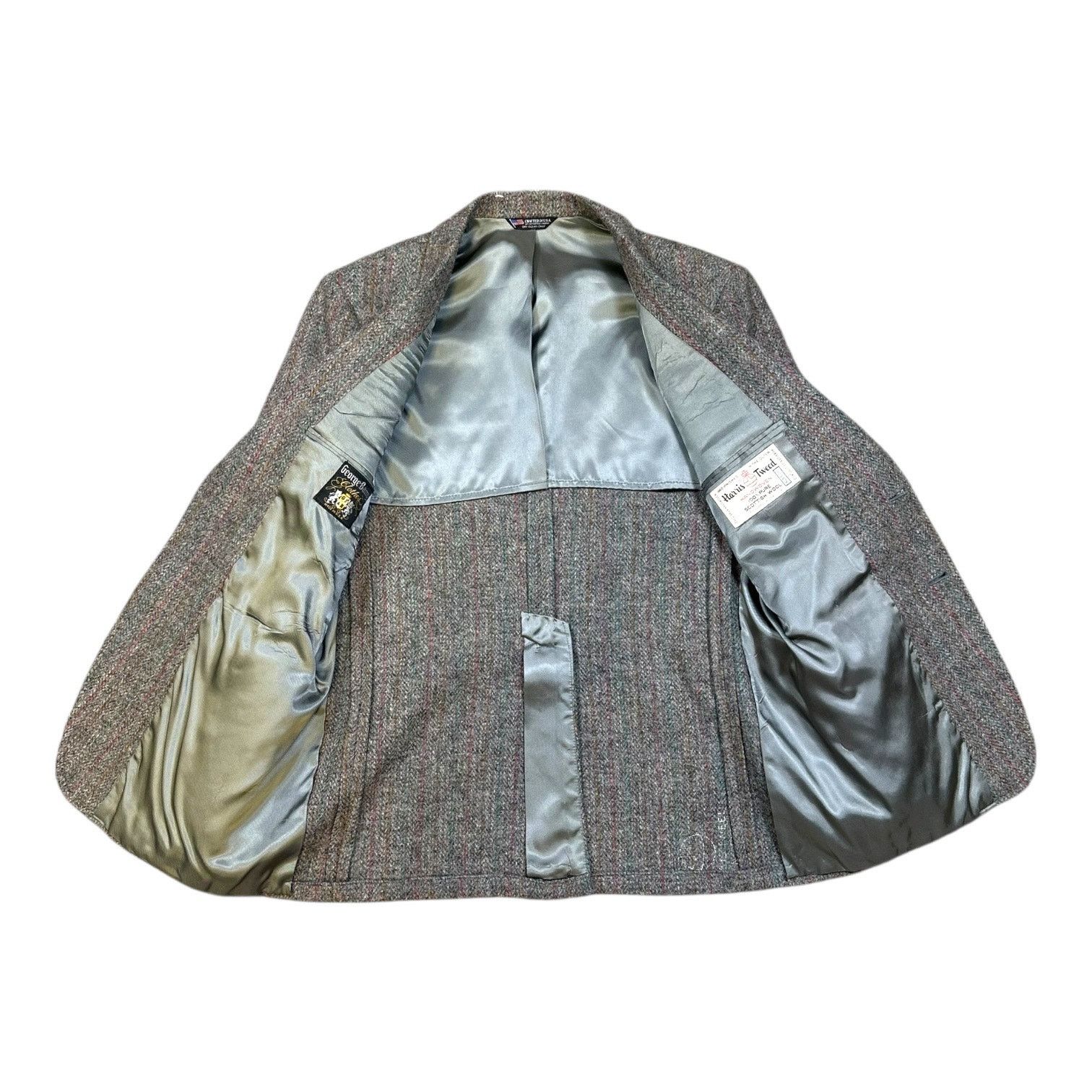Harris Tweed George Barry Harris Tweed Blazer 44R Gray Wool Vintage Size 44R - 3 Thumbnail