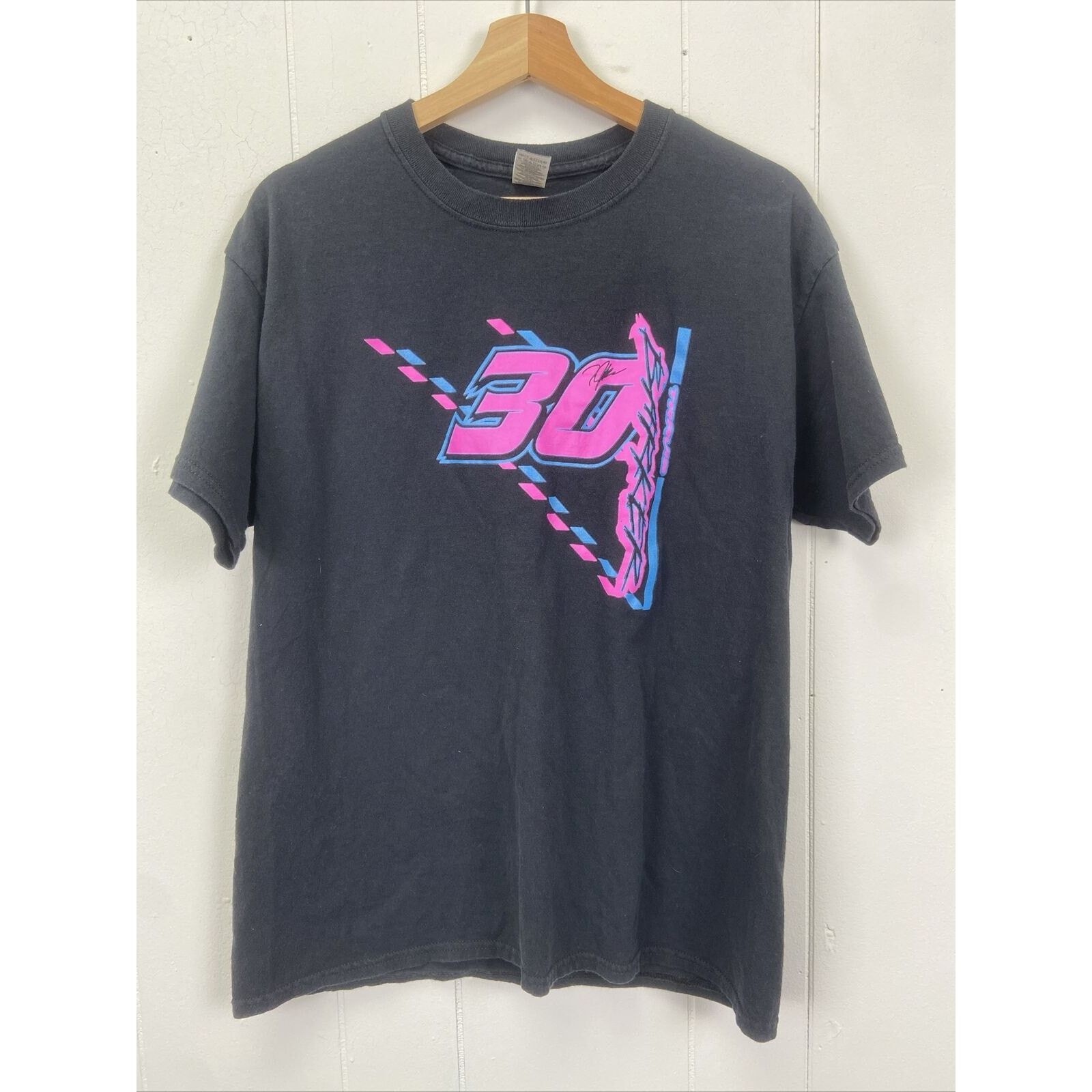 Vintage Racing T-Shirt Neon Pink Print Double Sided #30 Size L Size US L / EU 52-54 / 3 - 1 Thumbnail