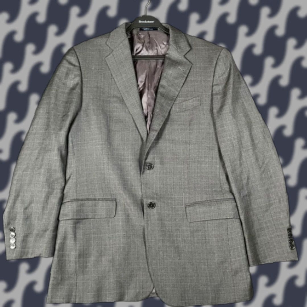 Joseph Abboud VINTAGE? Joseph Abboud Blazer Jacket Gray Plaid Wool Loro Piana 40L Mens Jacket Coat Suit Blazer Size 40R - 1 Thumbnail