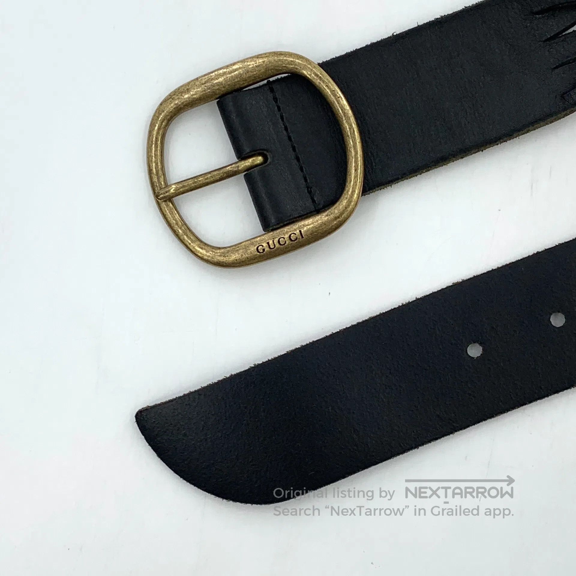 Gucci Guicci Black Vintage Leather Square Buckle Weaved Belt| Size ONE SIZE - 5 Thumbnail