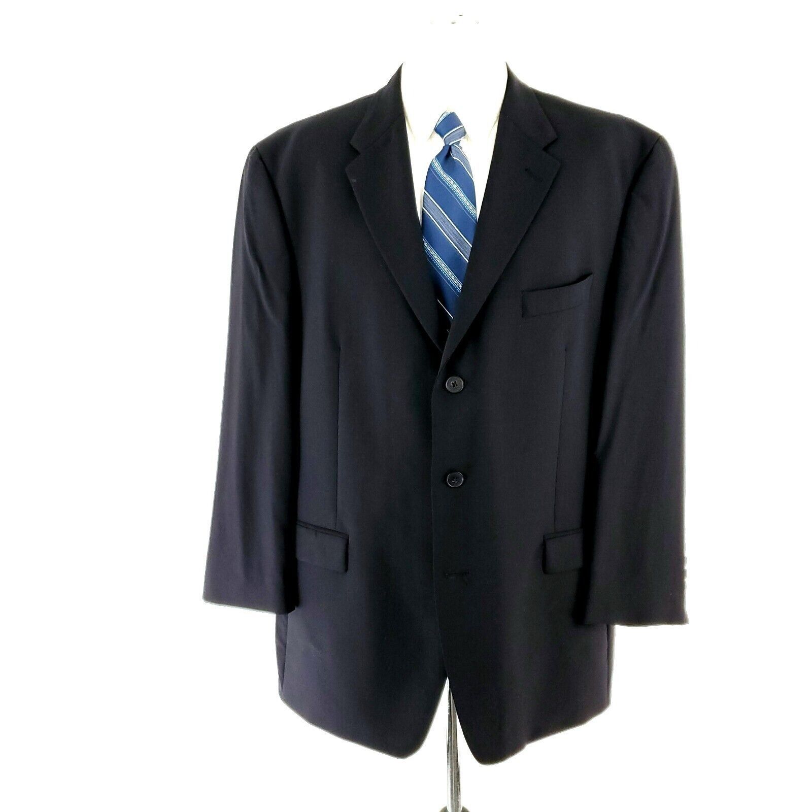 Ralph Lauren Ralph Lauren Wool 3 Button Blazer 46L Blue Solid Size 46L - 3 Thumbnail