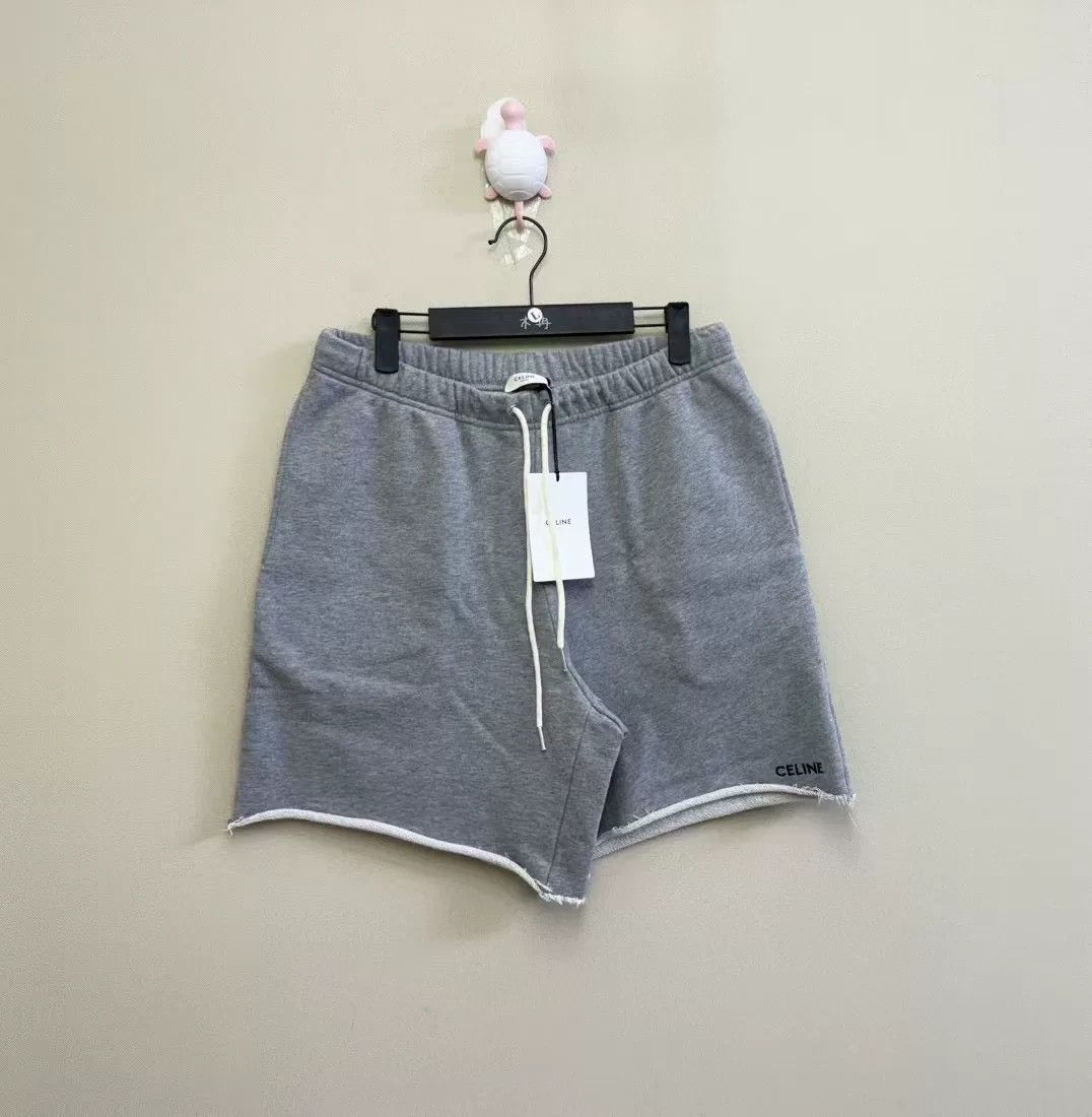 Celine CELINE Gray Embroidered Logo Shorts Size US 27 - 1 Thumbnail