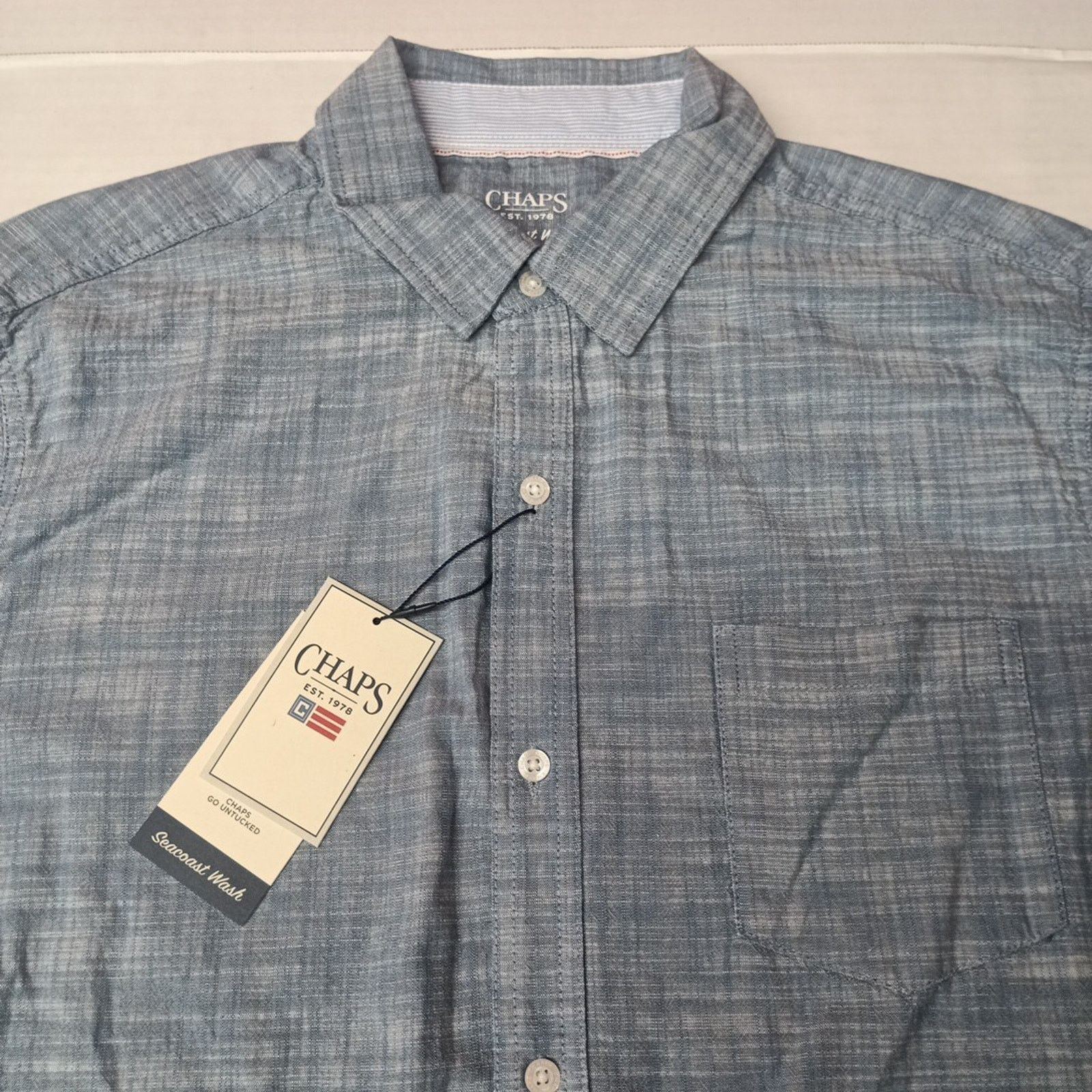 Chaps Chaps Seacoast Wash Chambray Woven Shirt Men's L Blue Shadow Size US L / EU 52-54 / 3 - 2 Thumbnail