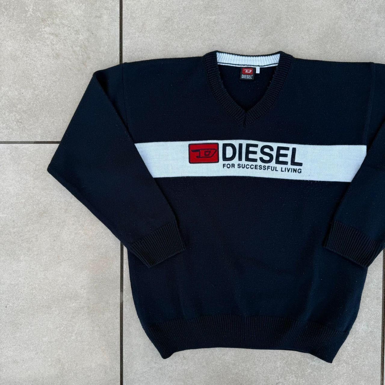 Diesel Diesel Vintage V neck Sweater Jumper Navy Size US L / EU 52-54 / 3 - 3 Thumbnail