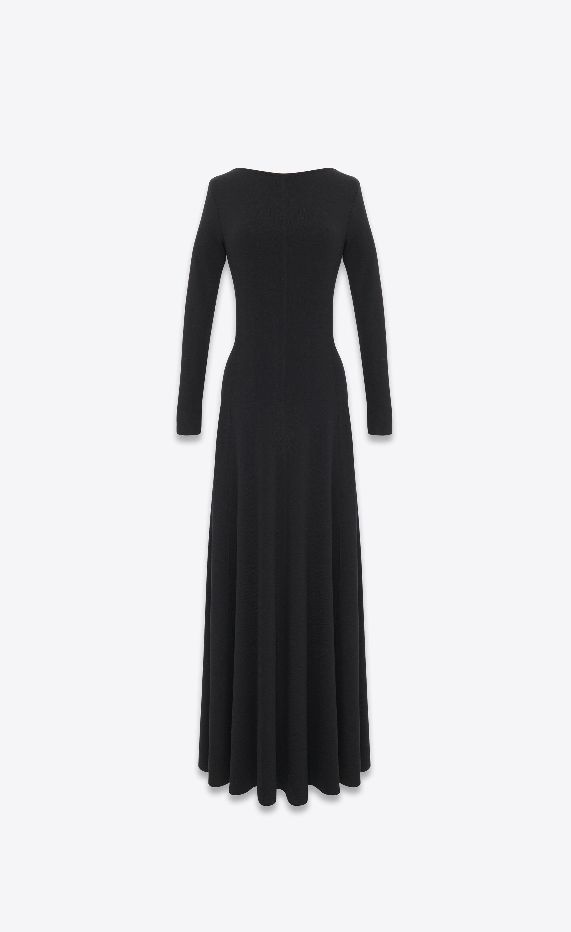 Saint Laurent Paris o1s1wg110225 753136 Long Backless Dress in Wool in Black Size XL / US 12-14 / IT 48-50 - 1 Thumbnail