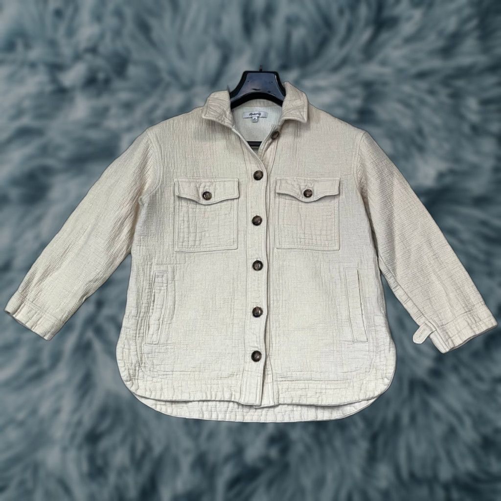Madewell Madewell Shirt Jacket Womens XS Beige Button-Up Long Sleeve Collared Knit Cotton Casual Wrapper? Size XS / US 0-2 / IT 36-38 - 1 Thumbnail
