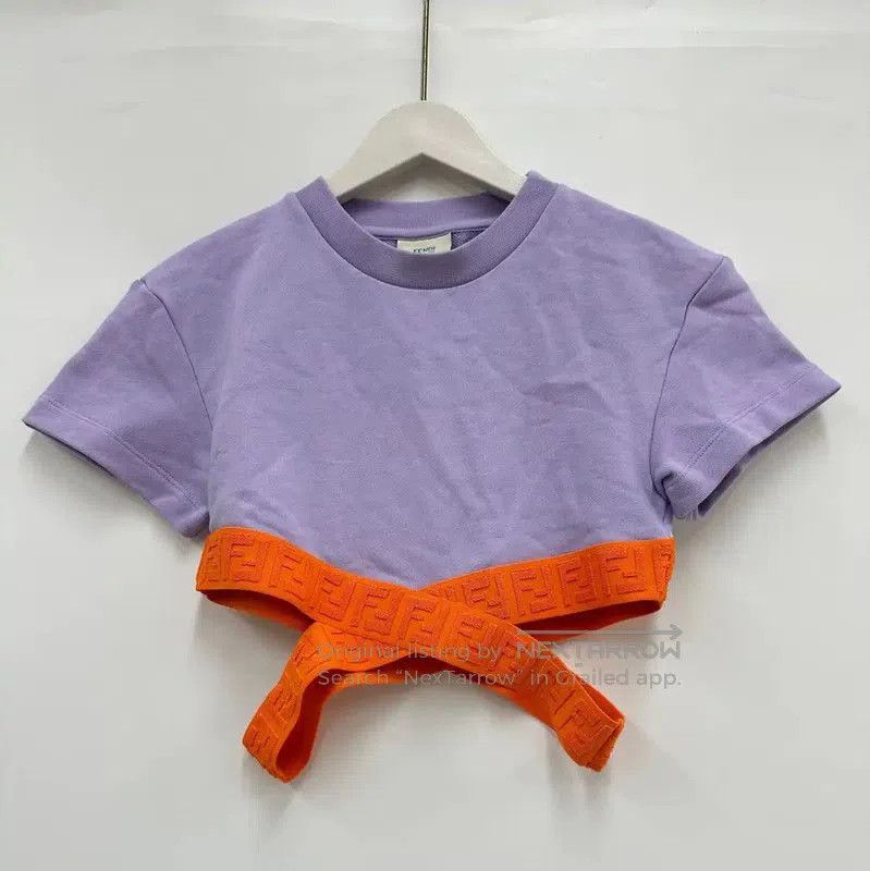 Fendi Fendi Purple Short Sleeve T-Shirt with Orange Detail . Size M / US 6-8 / IT 42-44 - 2 Thumbnail