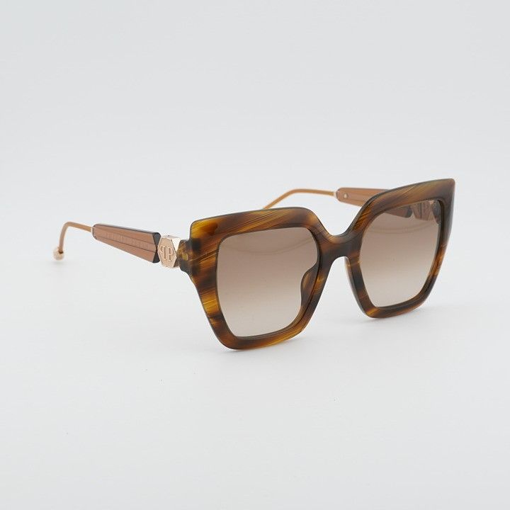 Philipp Plein Philipp Plein SPP064S 03BQ Sunglasses Brown Square Frame Size ONE SIZE - 5 Thumbnail