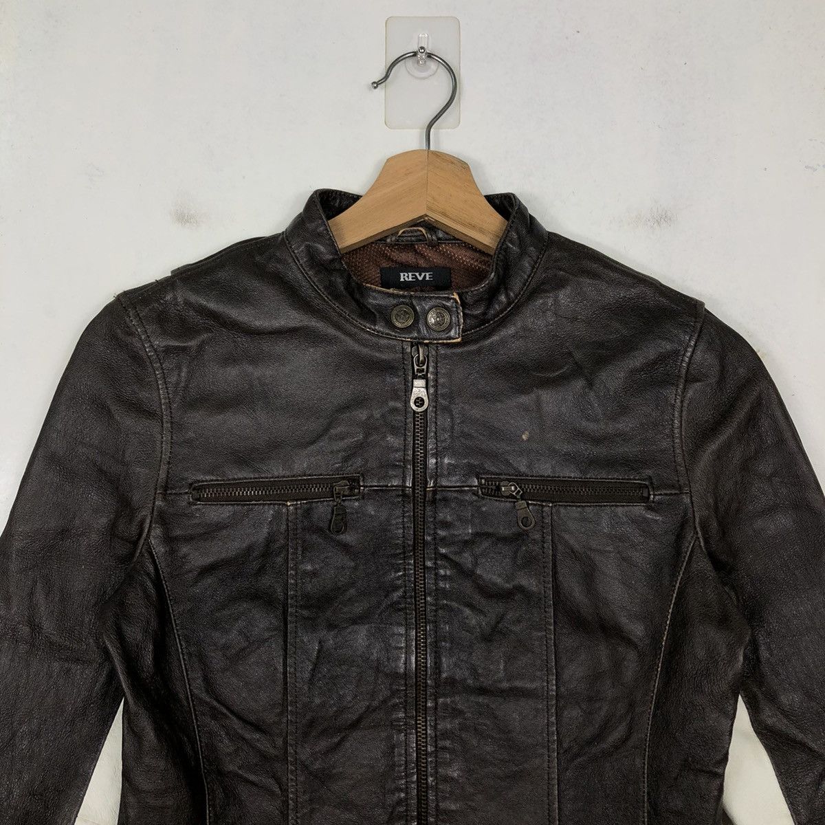Japanese Brand 🔥90’s Vintage Cropped Biker Leather Jacket Reve Japan Made Size M / US 6-8 / IT 42-44 - 2 Thumbnail