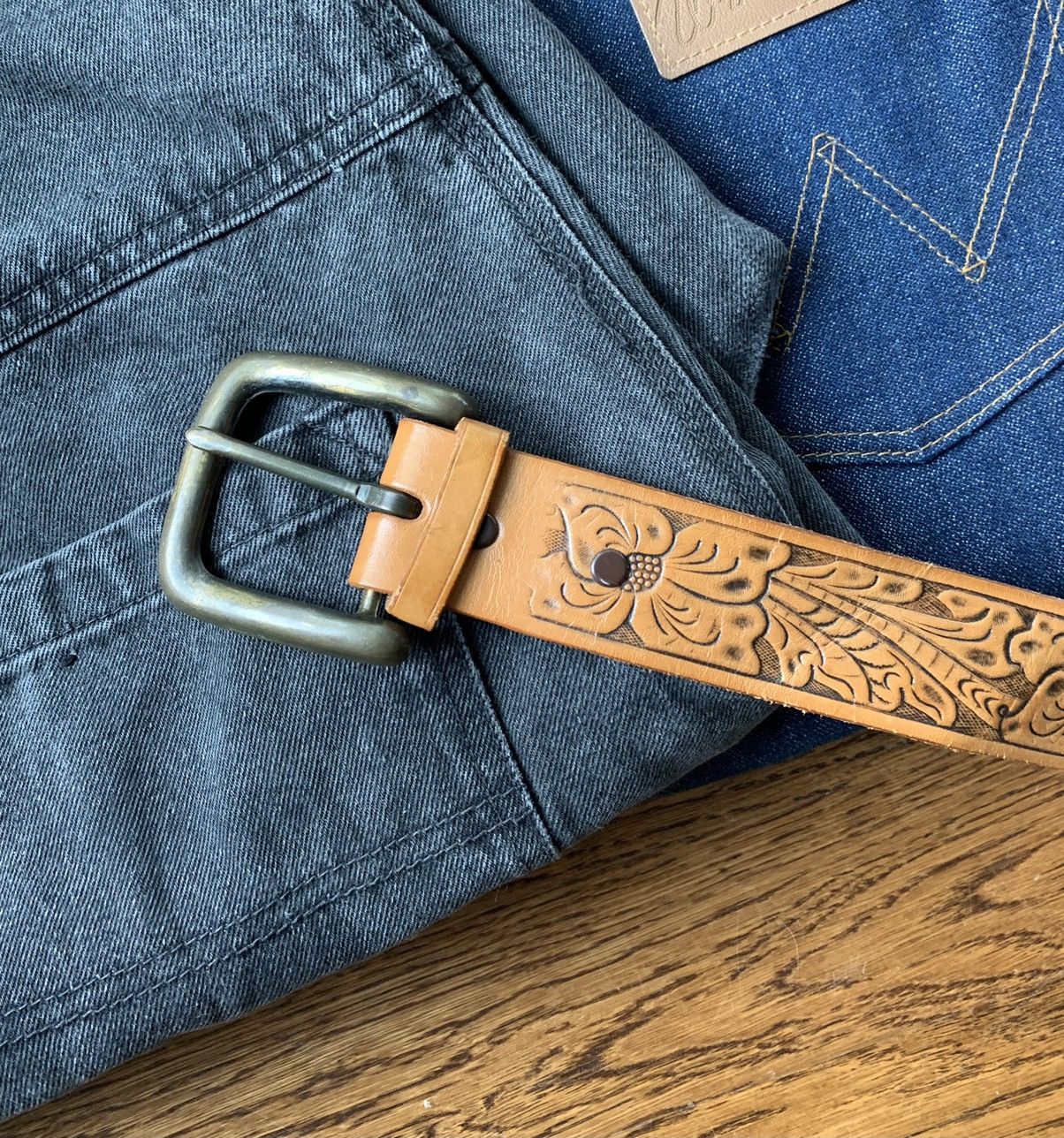 Vintage Vintage Tooled Leather Belt Boho Hippie 70s USA Floral Mens Size ONE SIZE - 3 Thumbnail