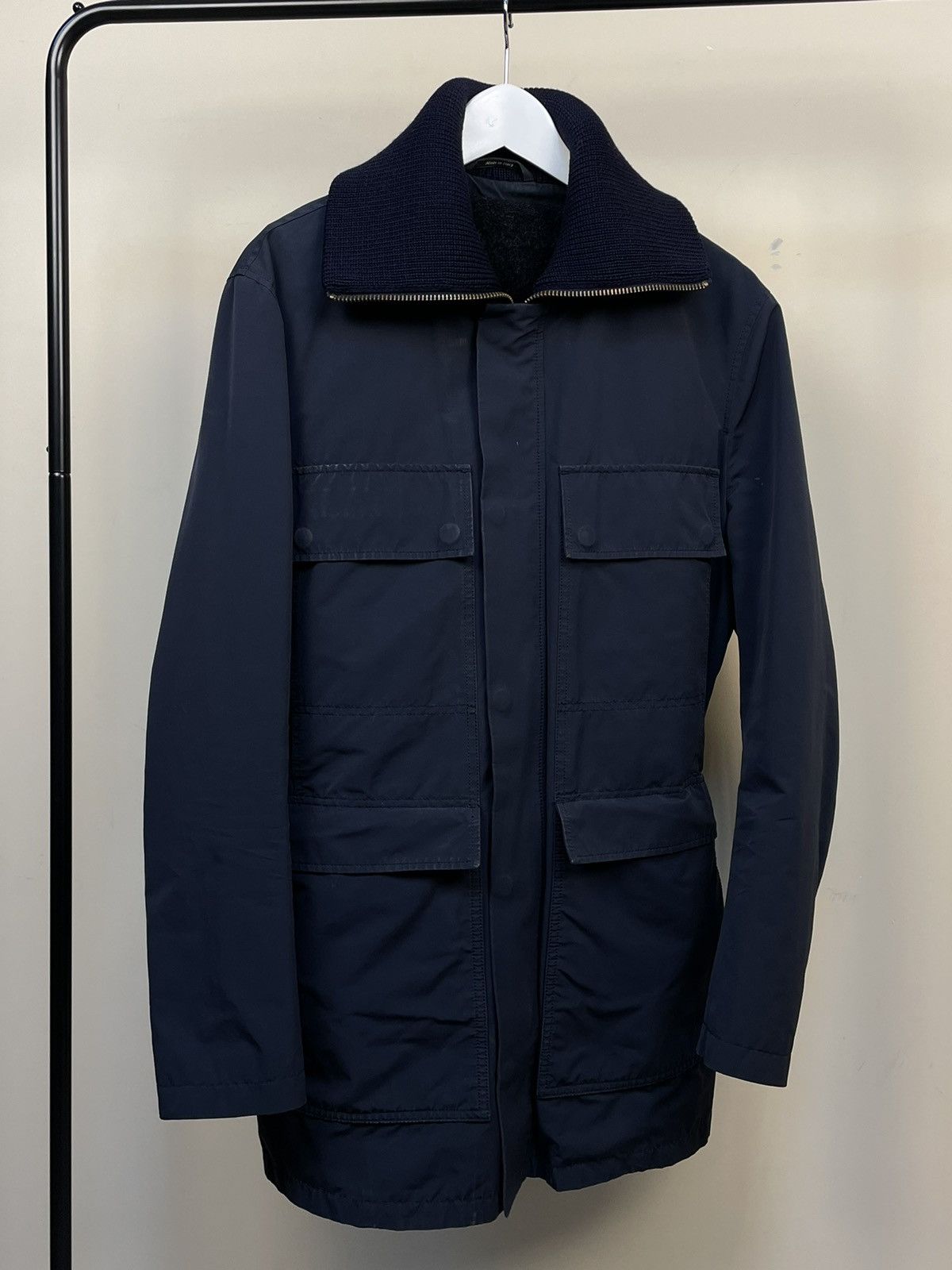 image of Designer Maison Margiela Pocket Coat With Wool Lining in Blue, Men's (Size Medium)