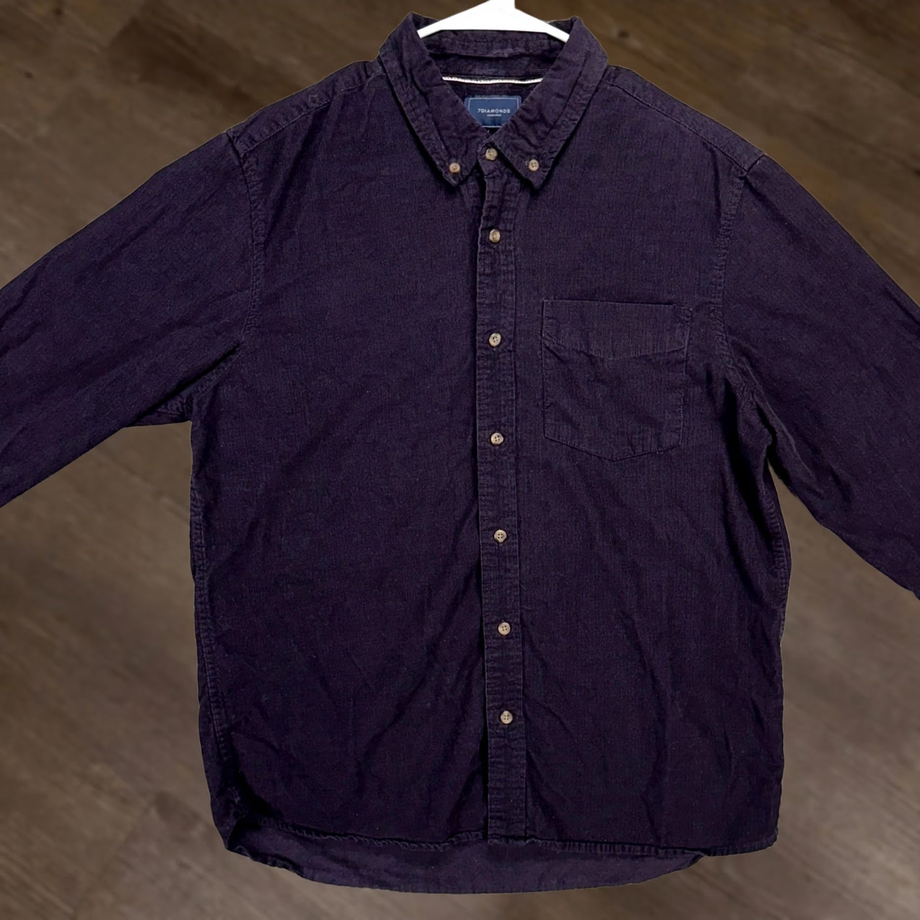Vintage 7 Diamonds Corduroy Shirt Mens Large Purple Pocket Regular Fit Button-Down Cotton Size US L / EU 52-54 / 3 - 1 Thumbnail