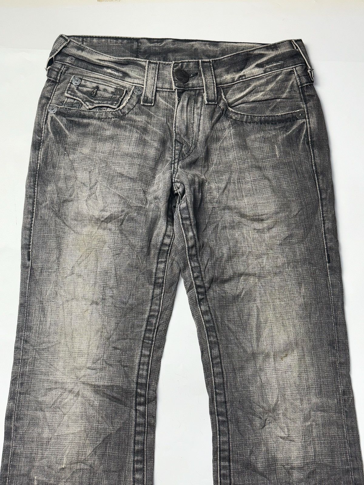 True Religion Flare True Religion Leather Logo Distressed Denim Size US 30 / EU 46 - 3 Thumbnail