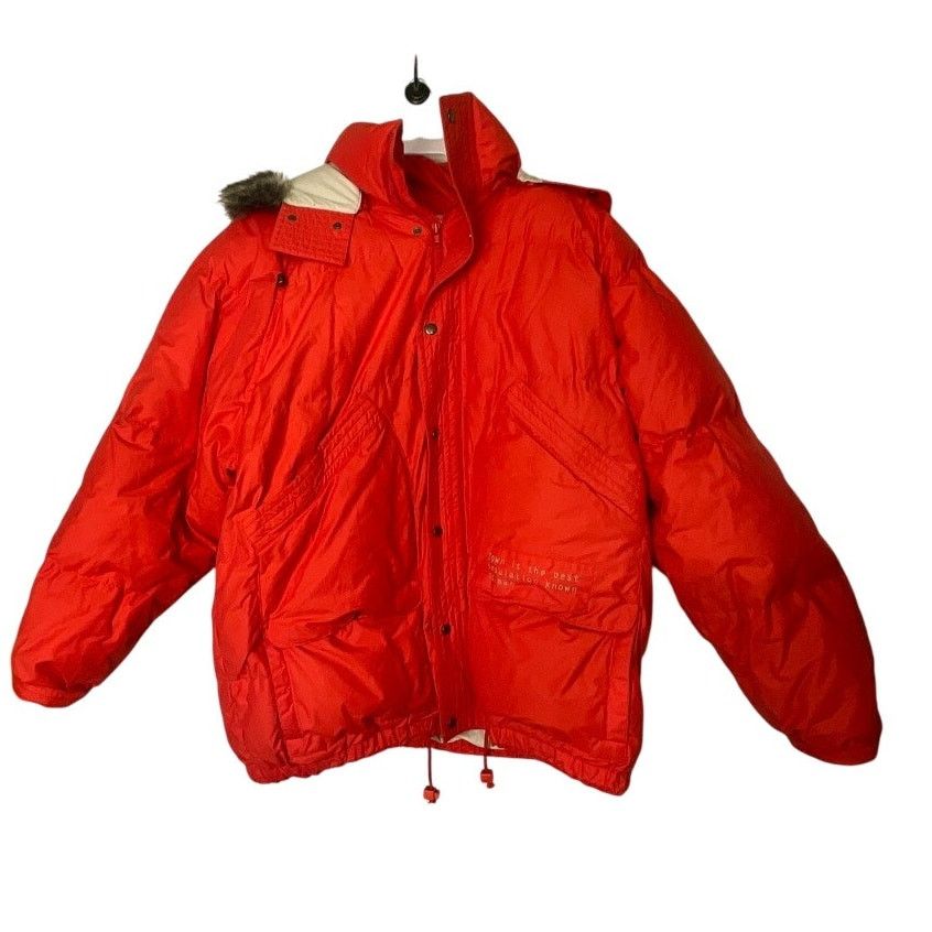 Vintage Vintage Brambilla France Red Down Coat Graphic Embroidery Size L / US 10 / IT 46 - 1 Thumbnail