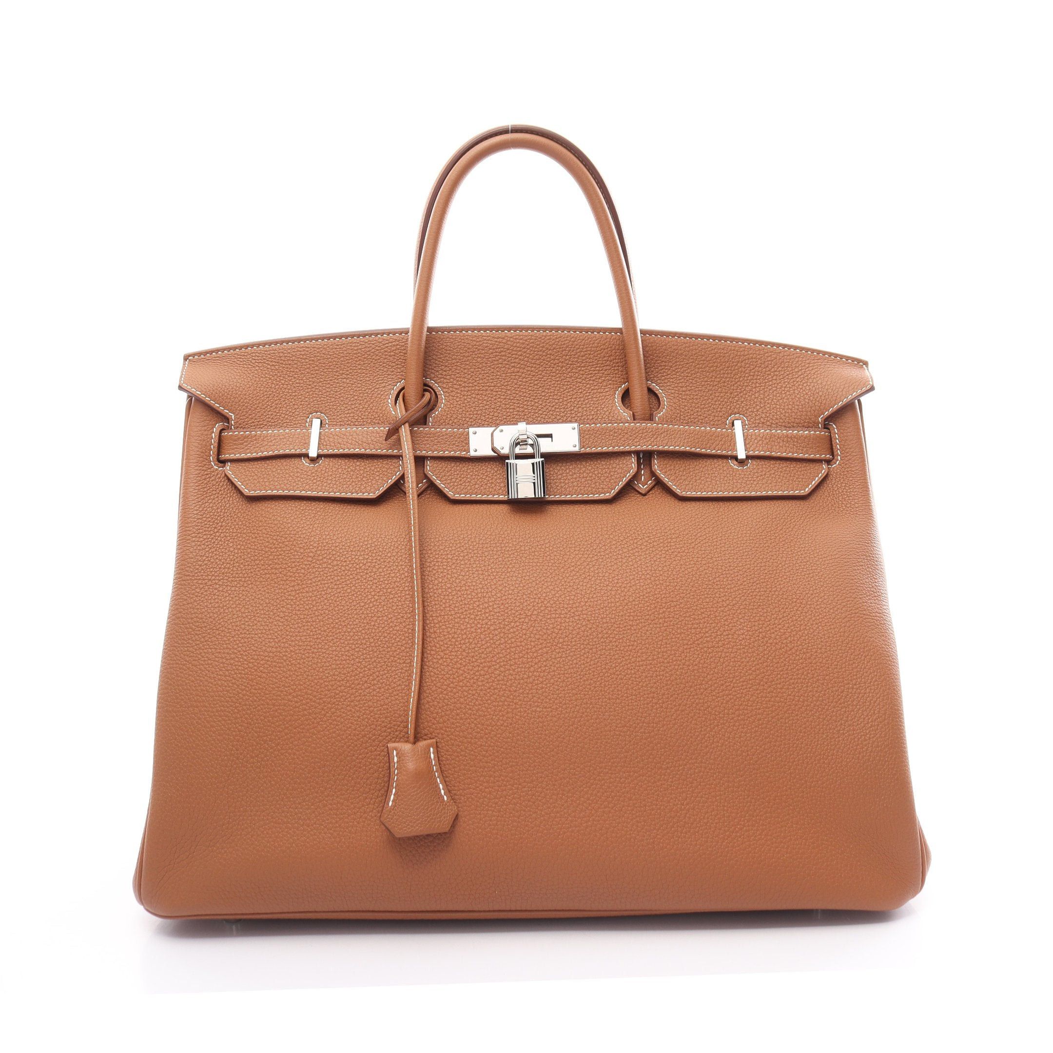 Hermes Hermes Birkin 40 Gold Handbag Clemence Leather Light Brown Hardware B Stamp Size ONE SIZE - 1 Thumbnail