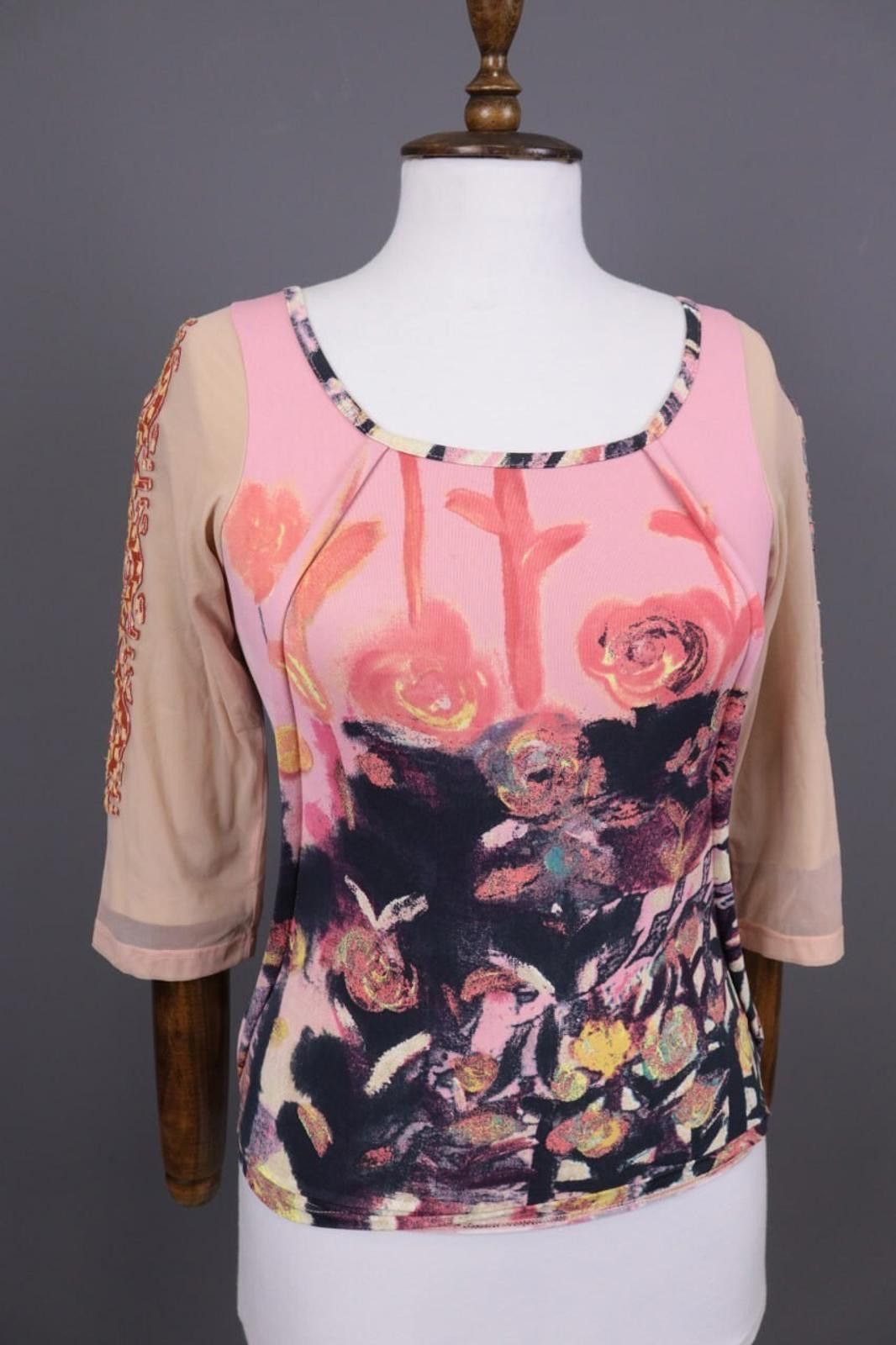 Designer Save the Queen Multicolour Floral Art Top Blouse Size M Size M / US 6-8 / IT 42-44 - 8 Thumbnail