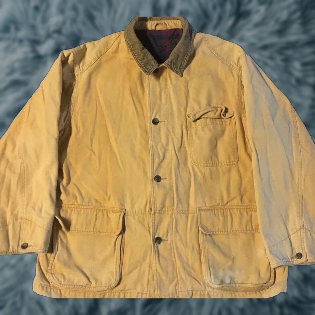 Vtg 90s Eddie Bauer Faded Flannel Lined Chore Jacket XXL Work Trucker Grunge 80s