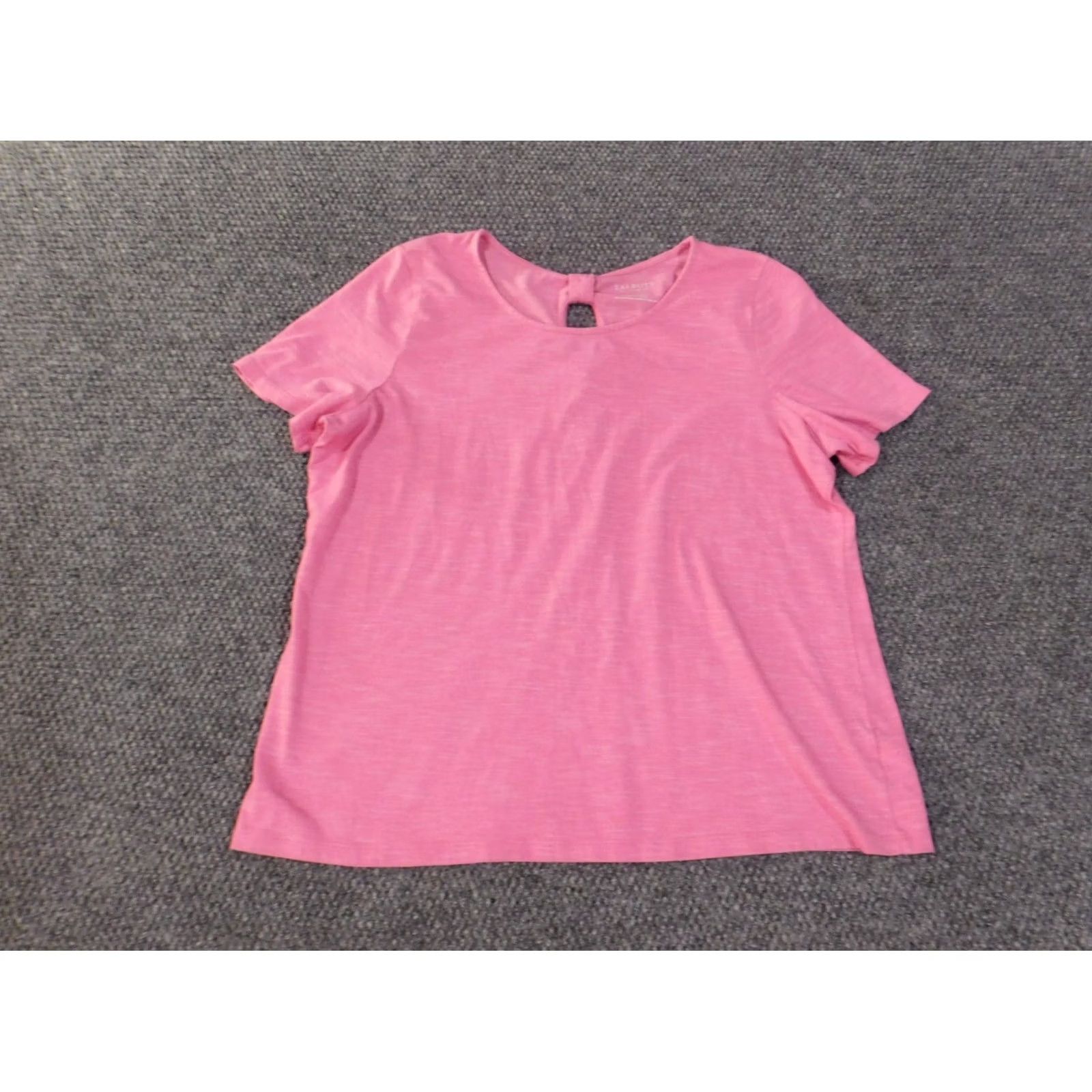 Talbots Talbots Blouse Shirt Womens 1X Pink Cotton Polyester Rayon Short Sleeve Round Neck Pullover Casual Classic Stretch Regular Size XL / US 12-14 / IT 48-50 - 2 Thumbnail
