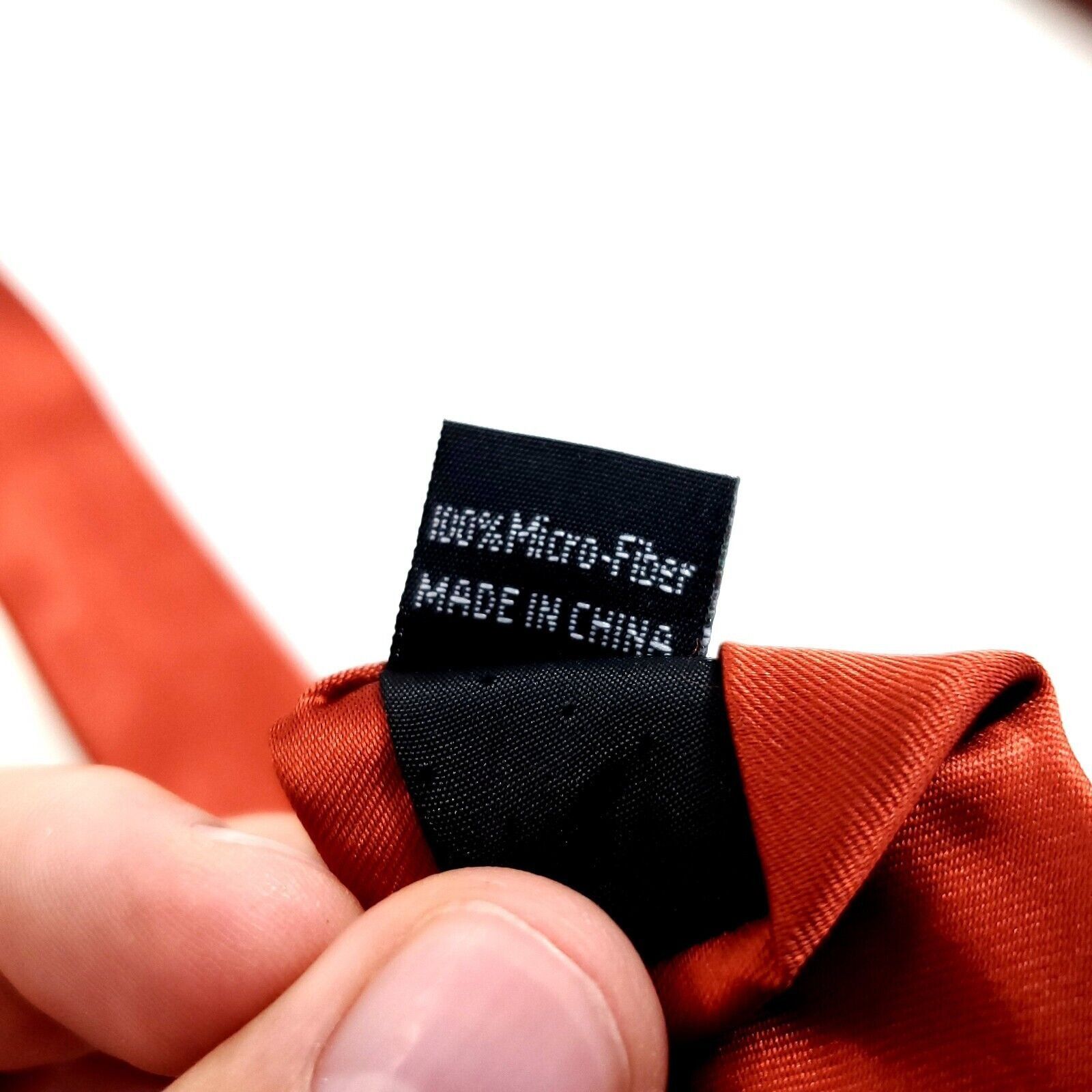 Designer Brand Q Microfiber Orange Solid Skinny Long Silk Tie Size ONE SIZE - 5 Thumbnail