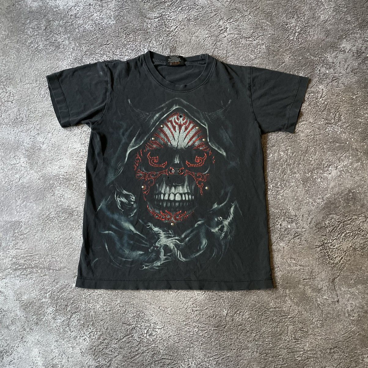 Vintage Vintage 90s Skeleton Horror Graphic Tee Punk Dark Y2K Slim S Size US S / EU 44-46 / 1 - 2 Thumbnail