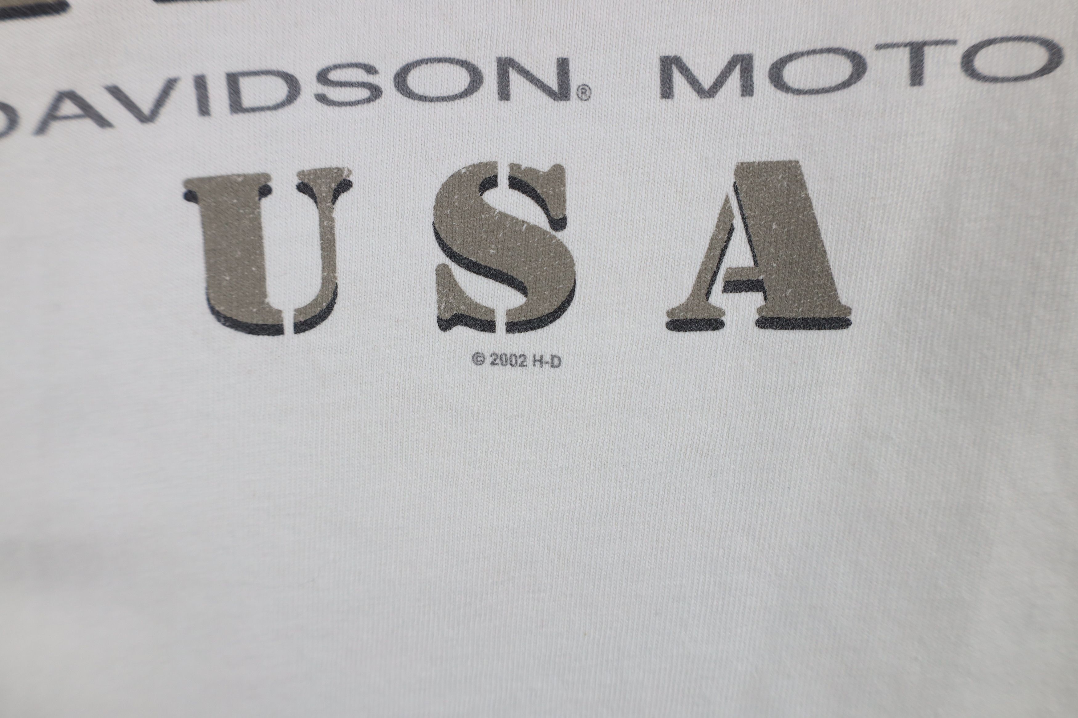 Harley Davidson × Vintage Vintage Y2K 2002 Harley Davidson Spell Out T-Shirt White Size US L / EU 52-54 / 3 - 5 Thumbnail