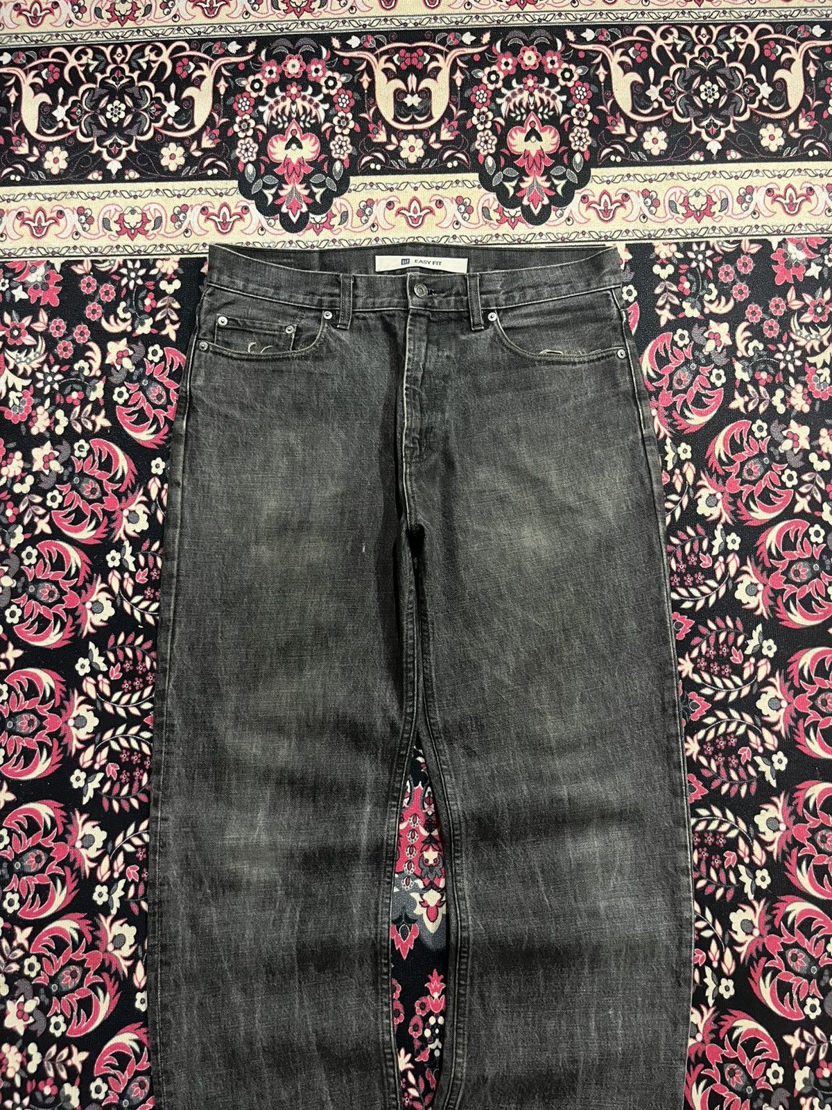 Balenciaga × Gap × Kanye West ⚡️Grunge⚡️Vintage Gap Rough Flame Black Washed Loose Fit Jeans Size US 33 - 3 Thumbnail