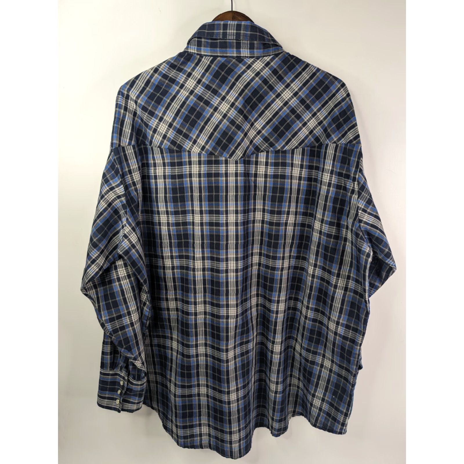 Vintage VINTAGE? (No) Plains Western Wear Shirt Mens 2X Blue Pearl Snap Big Man Plaid Cowboy Rodeo Size US XXL / EU 58 / 5 - 3 Thumbnail