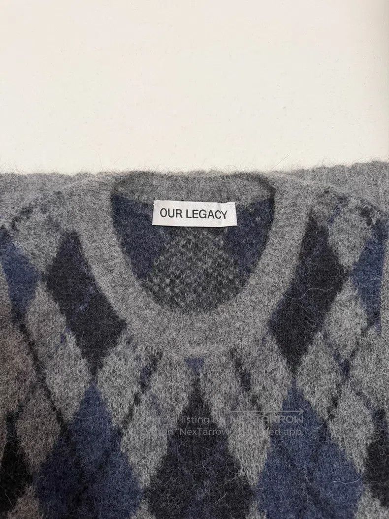 Our Legacy Our Legacy Blue Gray Mohair Blended Diamond Knit Sweater Size US S / EU 44-46 / 1 - 8 Thumbnail