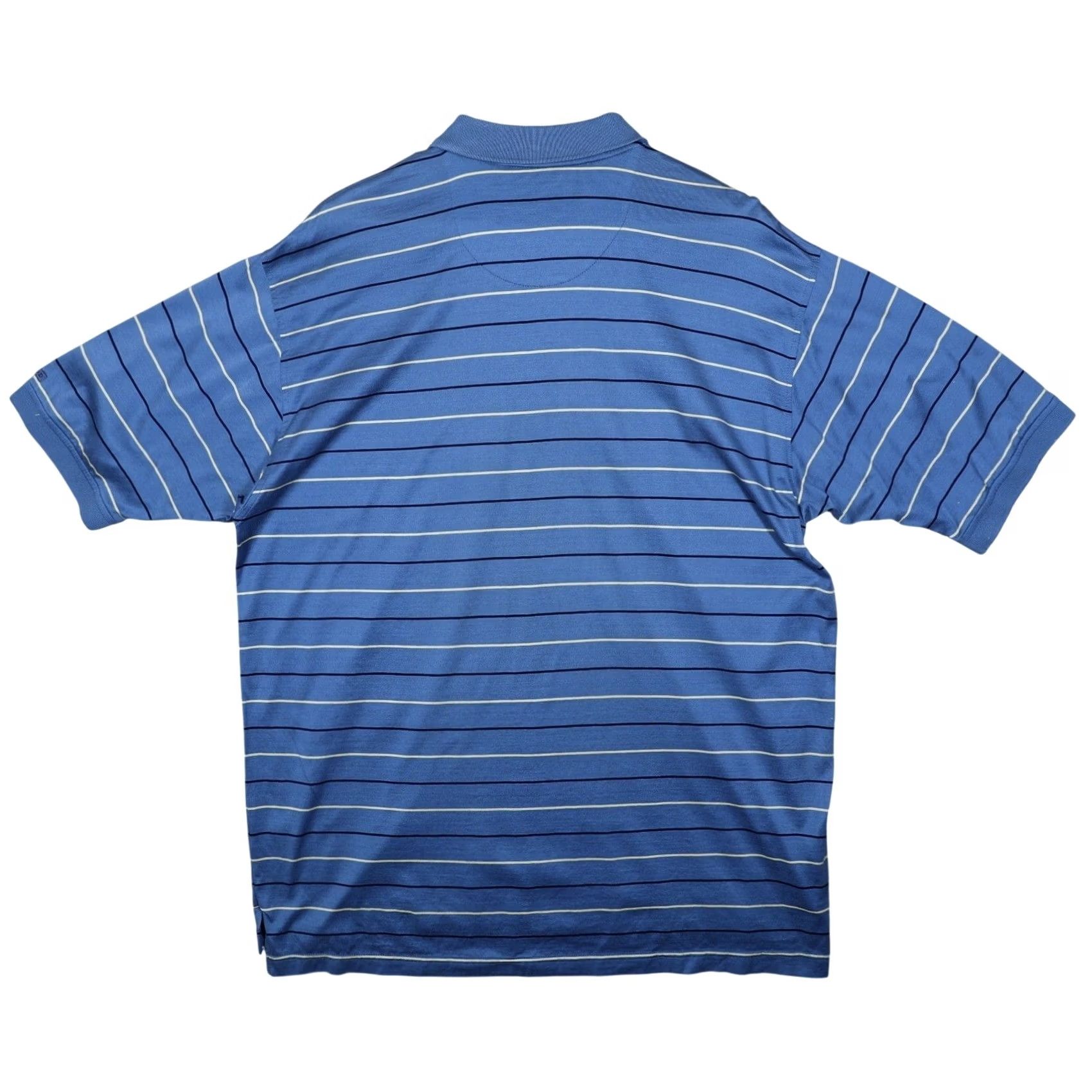 Izod IZOD Polo Shirt Mens Short Sleeve Blue Striped 100% Cotton Size L Premium Classic Golf Shirt Size US L / EU 52-54 / 3 - 4 Thumbnail