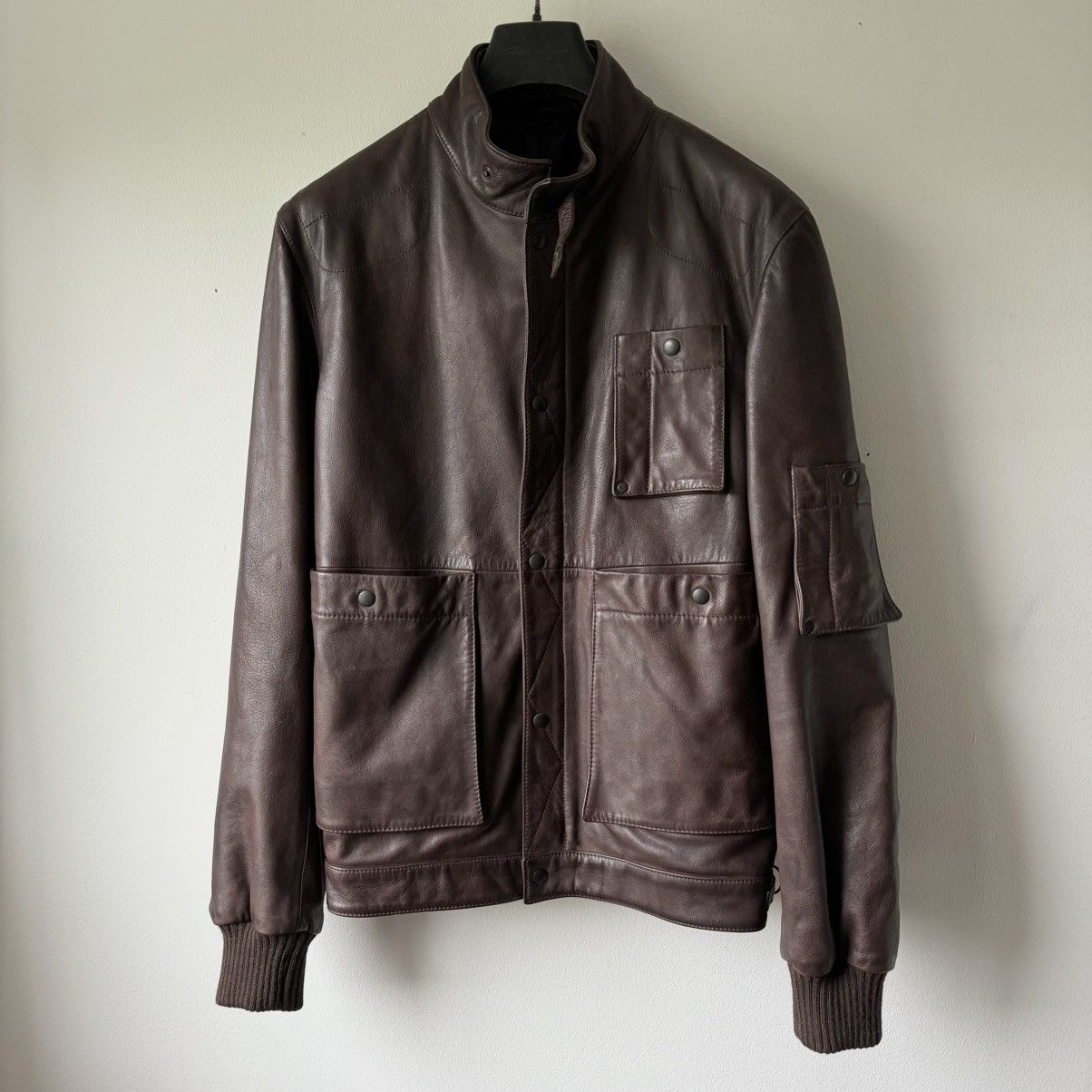 image of Maison Margiela Aw2007 Martin Margiela Burgundy/brown Leather Bomber in Brown/Red (Size Medium)