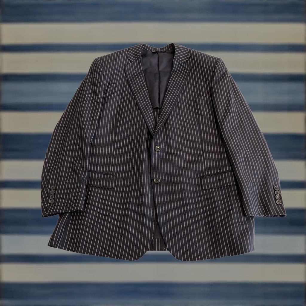 Brooks Brothers Brooks Brothers 1818 Fitzgerald Cashmere Silk Blue Striped Jacket Blazer 46R Men Sport Coat Regular Two Button Size 46R - 1 Thumbnail