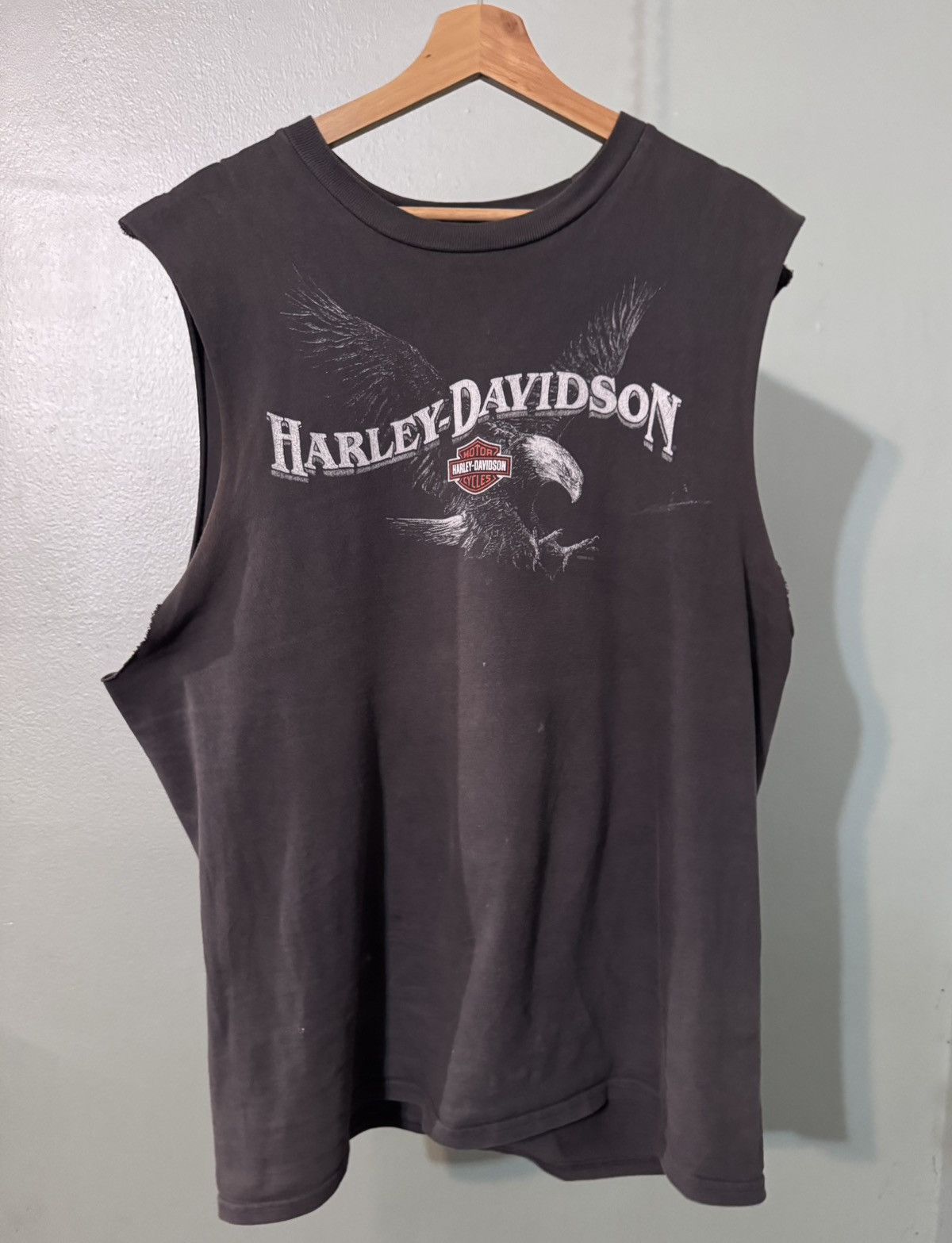 Harley-Davidson Black Tee Cutoff Vintage Shirt XL