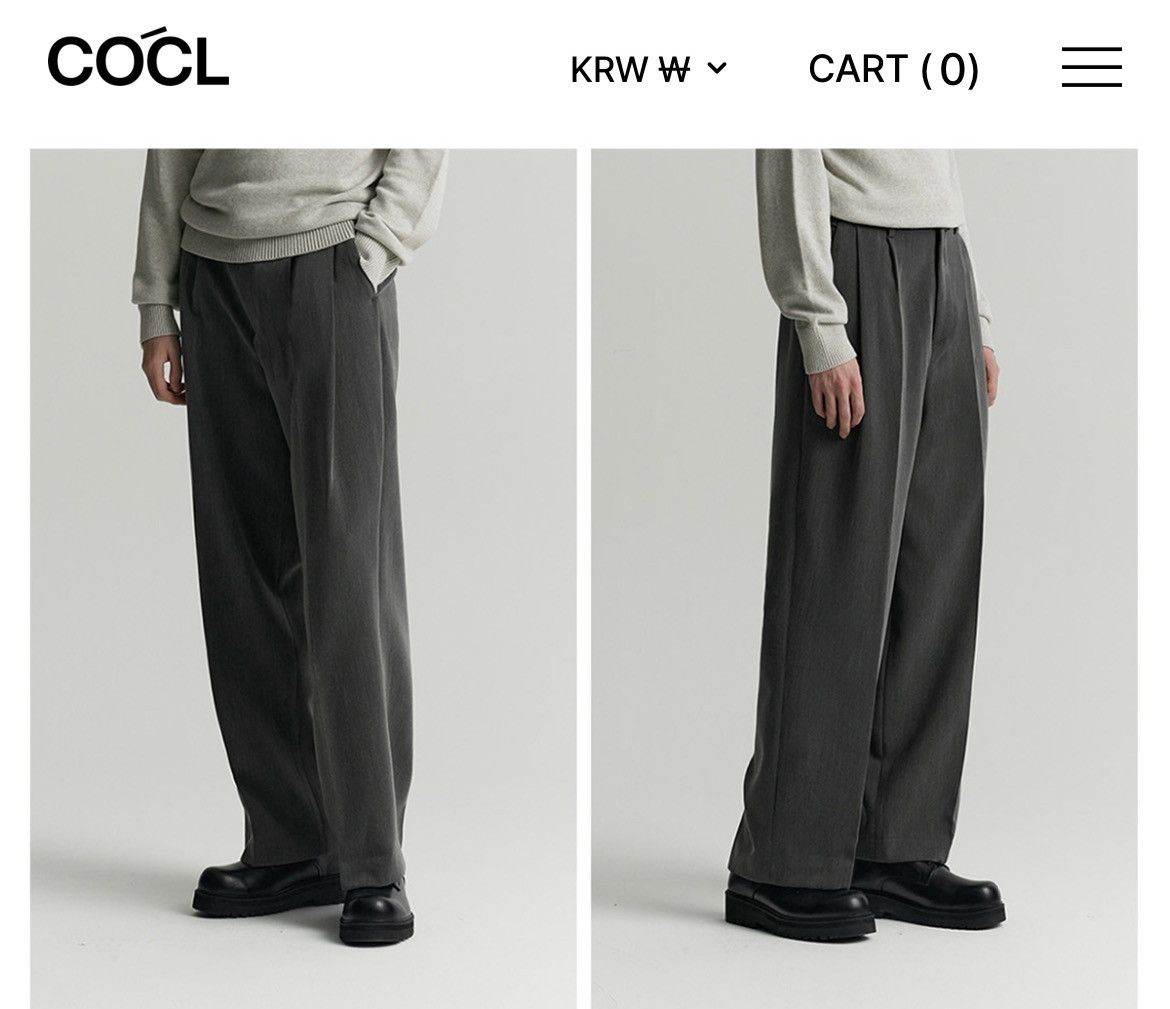 Beams Plus COCL Two Tuck Wide Slacks Pants TR Charcoal Size US 31 - 9 Thumbnail