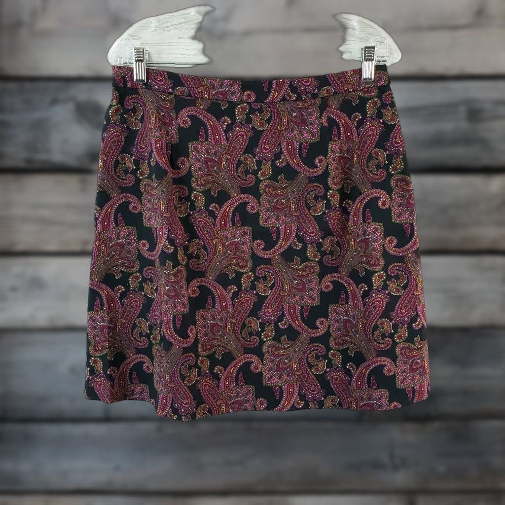 Vintage Margaret M Skirt Womens L Black Purple Paisley Pull On Rayon Blend Size 36" / US 14 / IT 50 - 1 Thumbnail