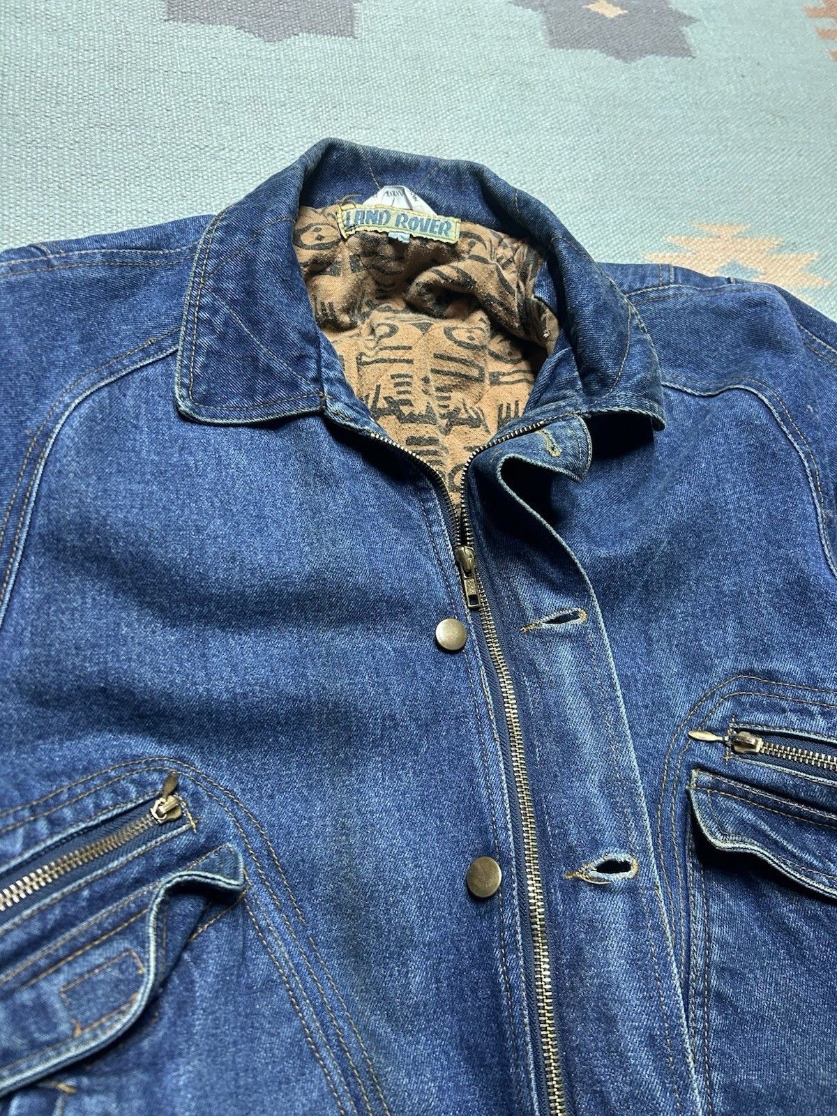 Vintage Vtg Land Rover denim bomber jacket heavyweight medium Size US M / EU 48-50 / 2 - 7 Thumbnail