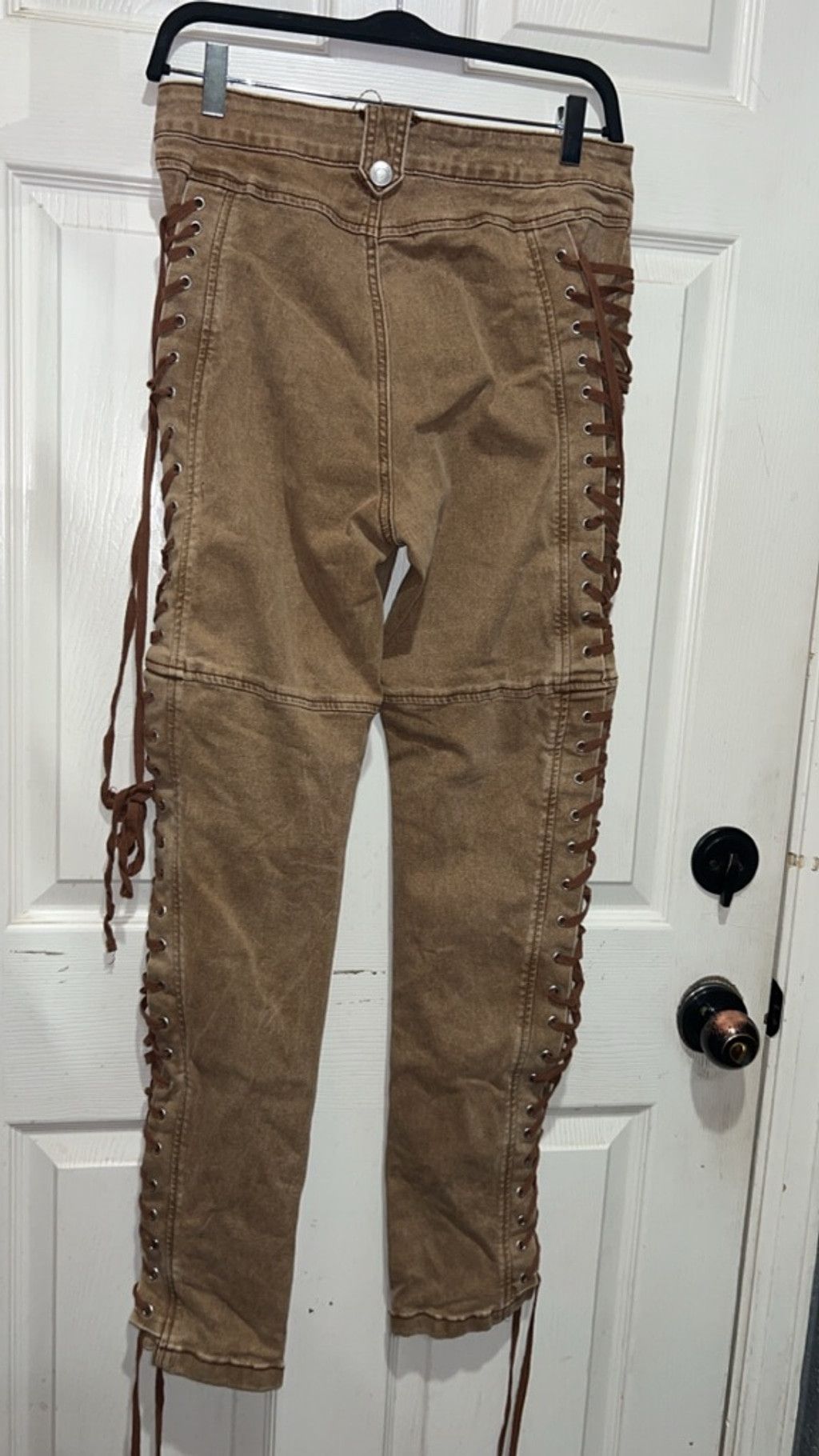 Other Women's RISE Brown Lace-Up Skinny Jeans Juniors 13 Size 31" - 4 Thumbnail