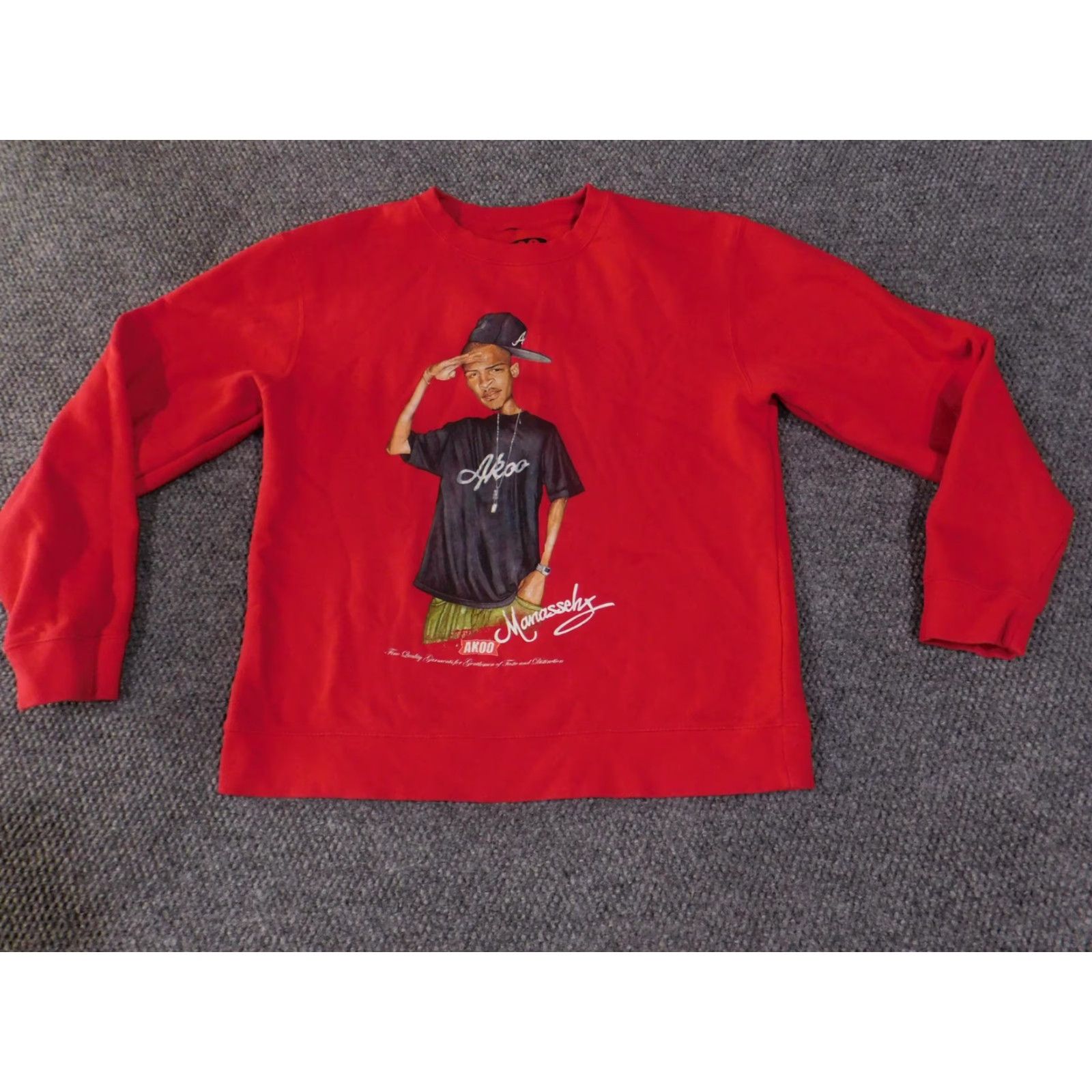Vintage VINTAGE AKOO Mens Medium Red Manasseh Crewneck Graphic Pullover Pray or Prey YR16 Pullover Crew Neck Size US M / EU 48-50 / 2 - 2 Thumbnail