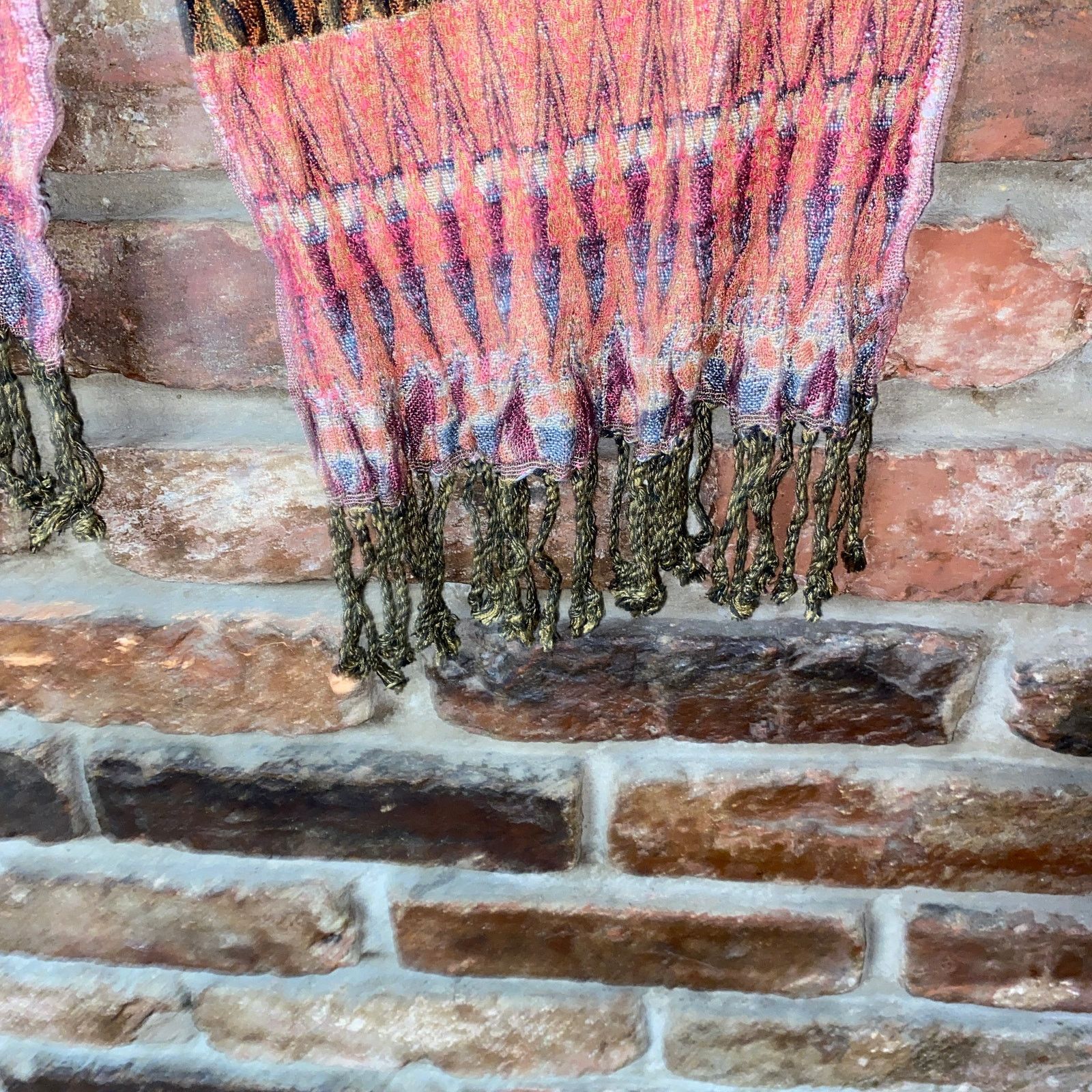 Other Women's Multicolored Printed Fringed Rectangle Scarf Size ONE SIZE - 4 Thumbnail