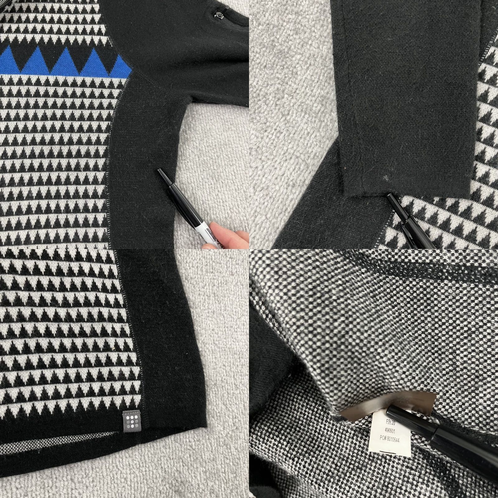 Vintage TITLE NINE Sweater Womens Medium Black Blue Merino Wool Blend Quarter Pullover Size M / US 6-8 / IT 42-44 - 8 Thumbnail