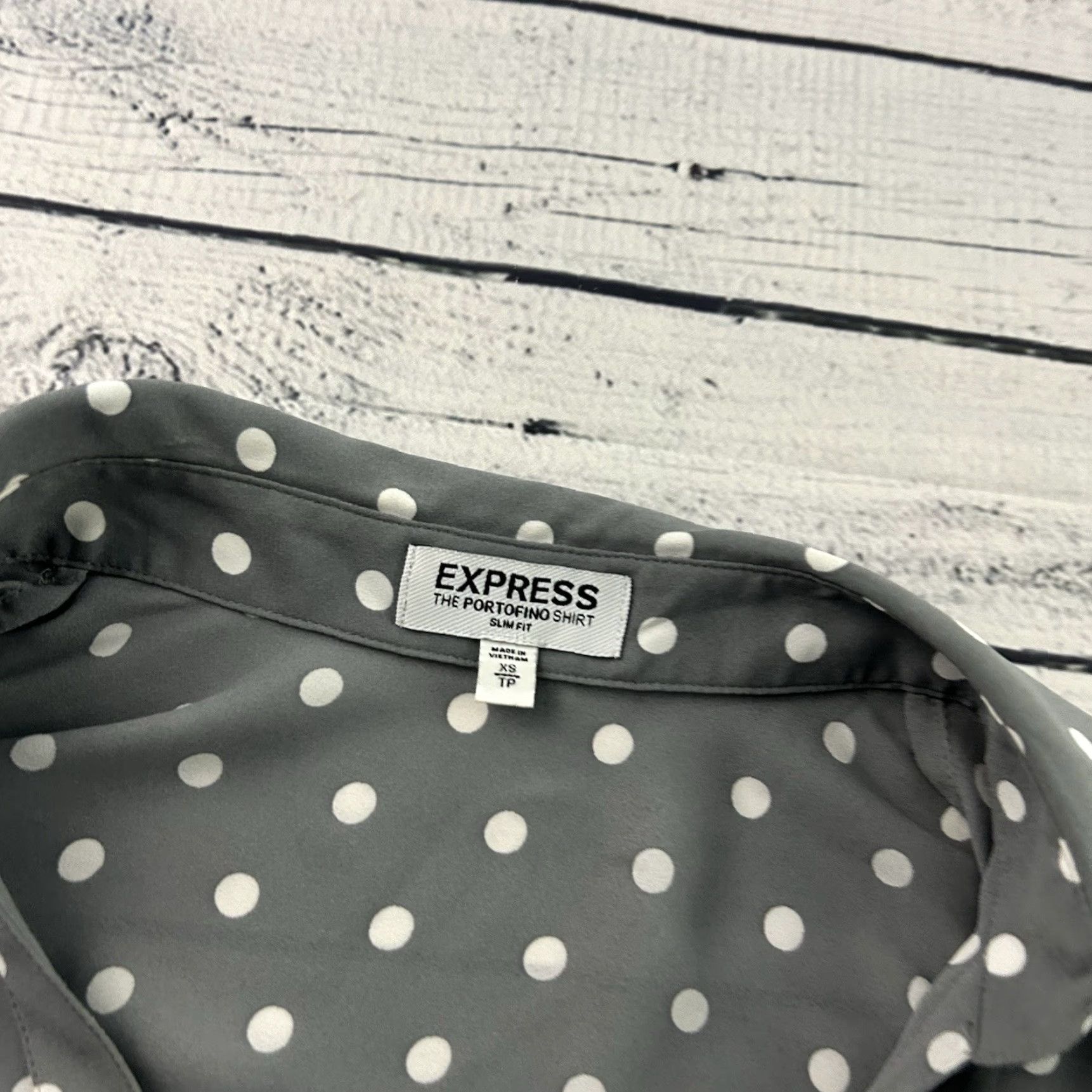 Express Express Portofino Slim Long Sleeve Polka Dot Button Front Top XS Womens Multicolor Shirt Women XS Polka Dot Button-Up Express Slimming Size XS / US 0-2 / IT 36-38 - 2 Thumbnail