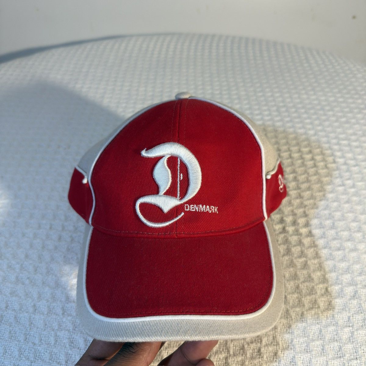 Other Denmark Embroidered Cap – Red/Cream Velcro Strap Size ONE SIZE - 6 Thumbnail