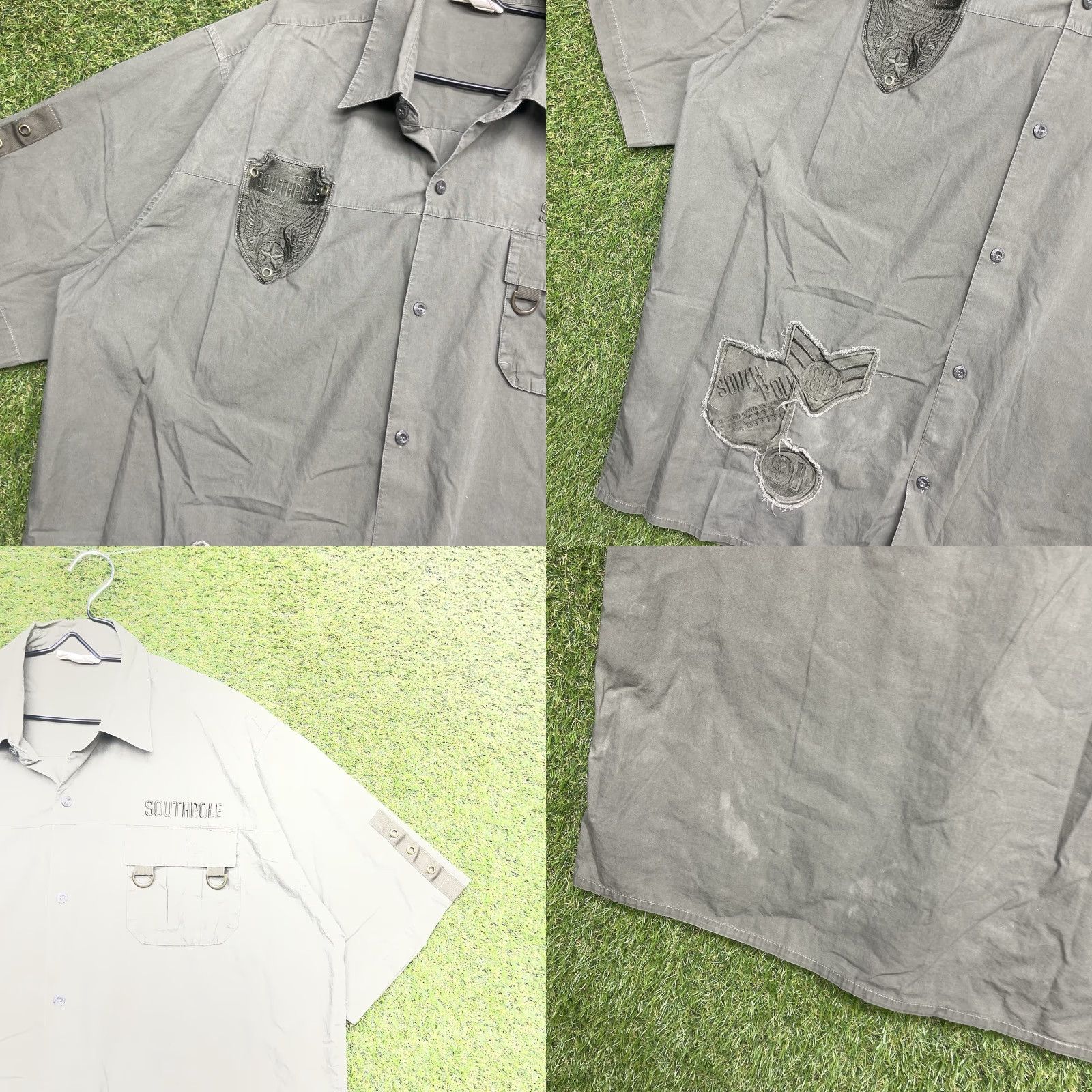 Southpole VINTAGE SouthPole Military Shirt Mens XL Olive Green Button Up Grunge y2k Polo Shirt Men's XL Green Grunge Eagle 90s Casual Military Size US XL / EU 56 / 4 - 8 Thumbnail
